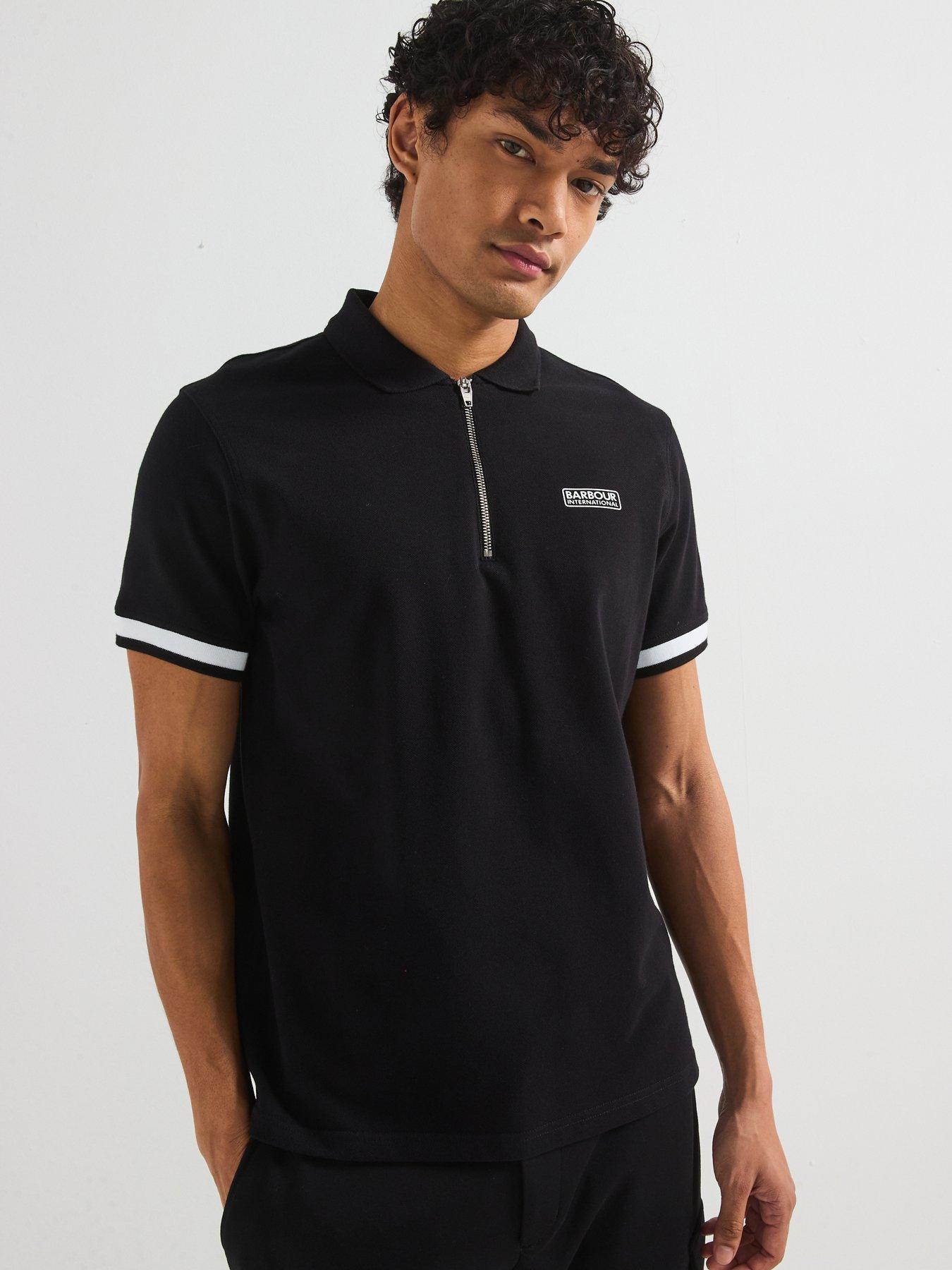 undefined Bradley Zipped Polo Shirt- Black