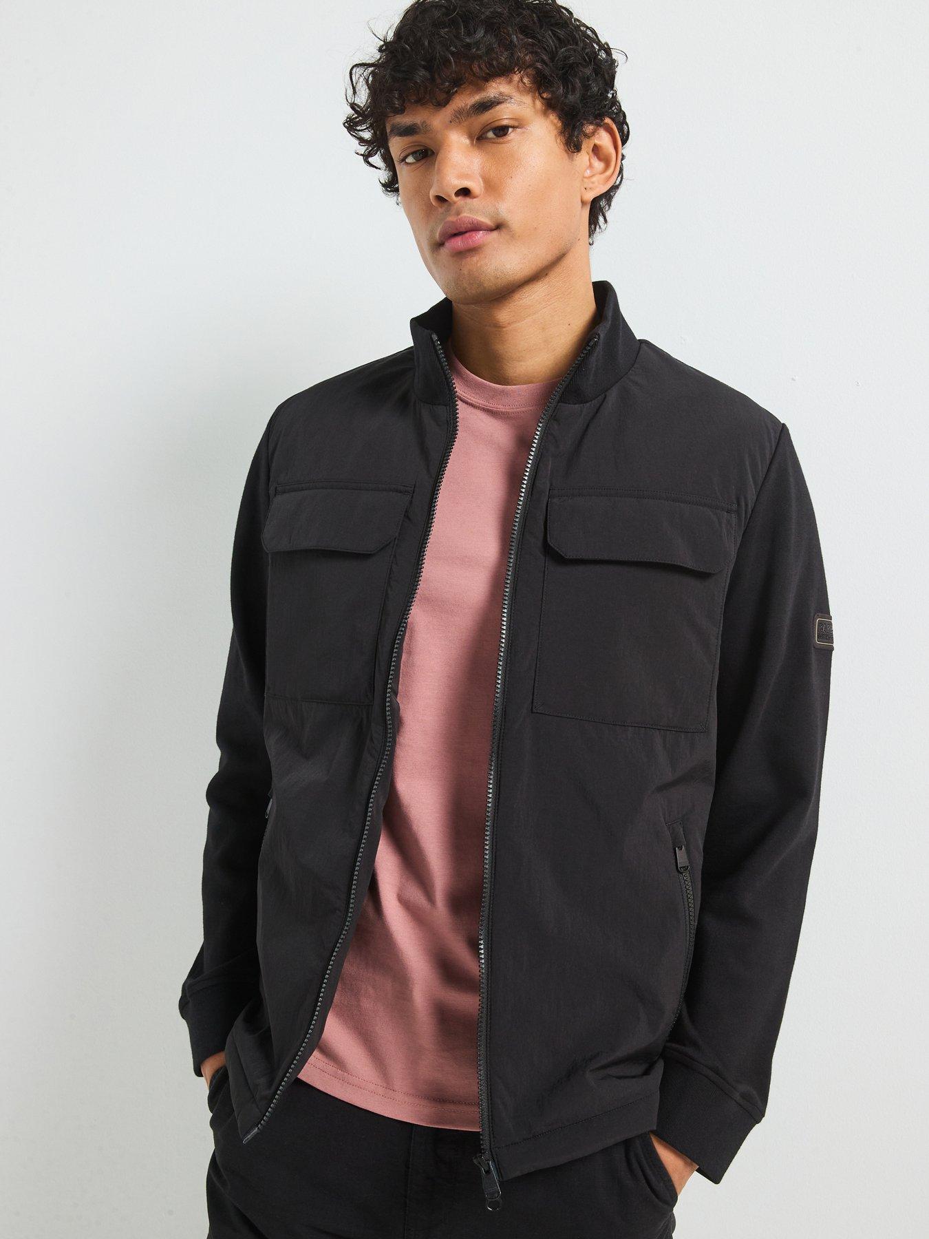 undefined Ethan Funnel Neck Quilted Jacket- Black