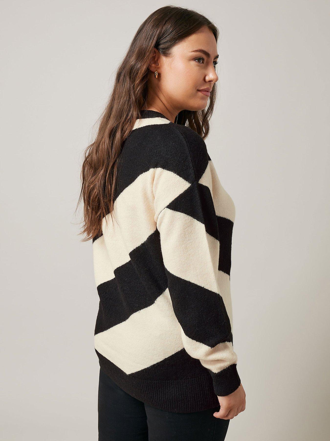 Image 2 of 4 of Evans Diagonal Stripe Jumper - Ivory