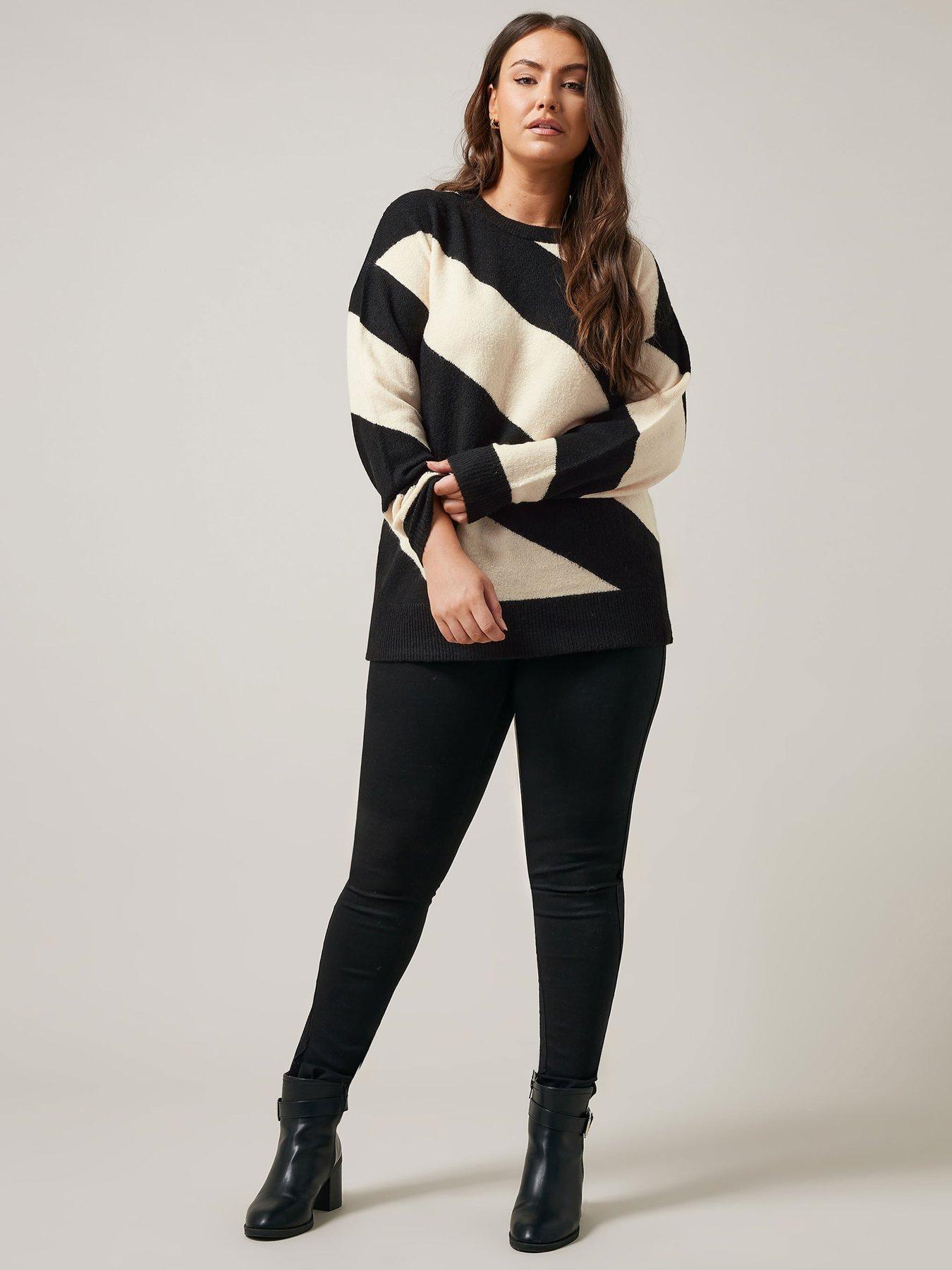 Image 3 of 4 of Evans Diagonal Stripe Jumper - Ivory