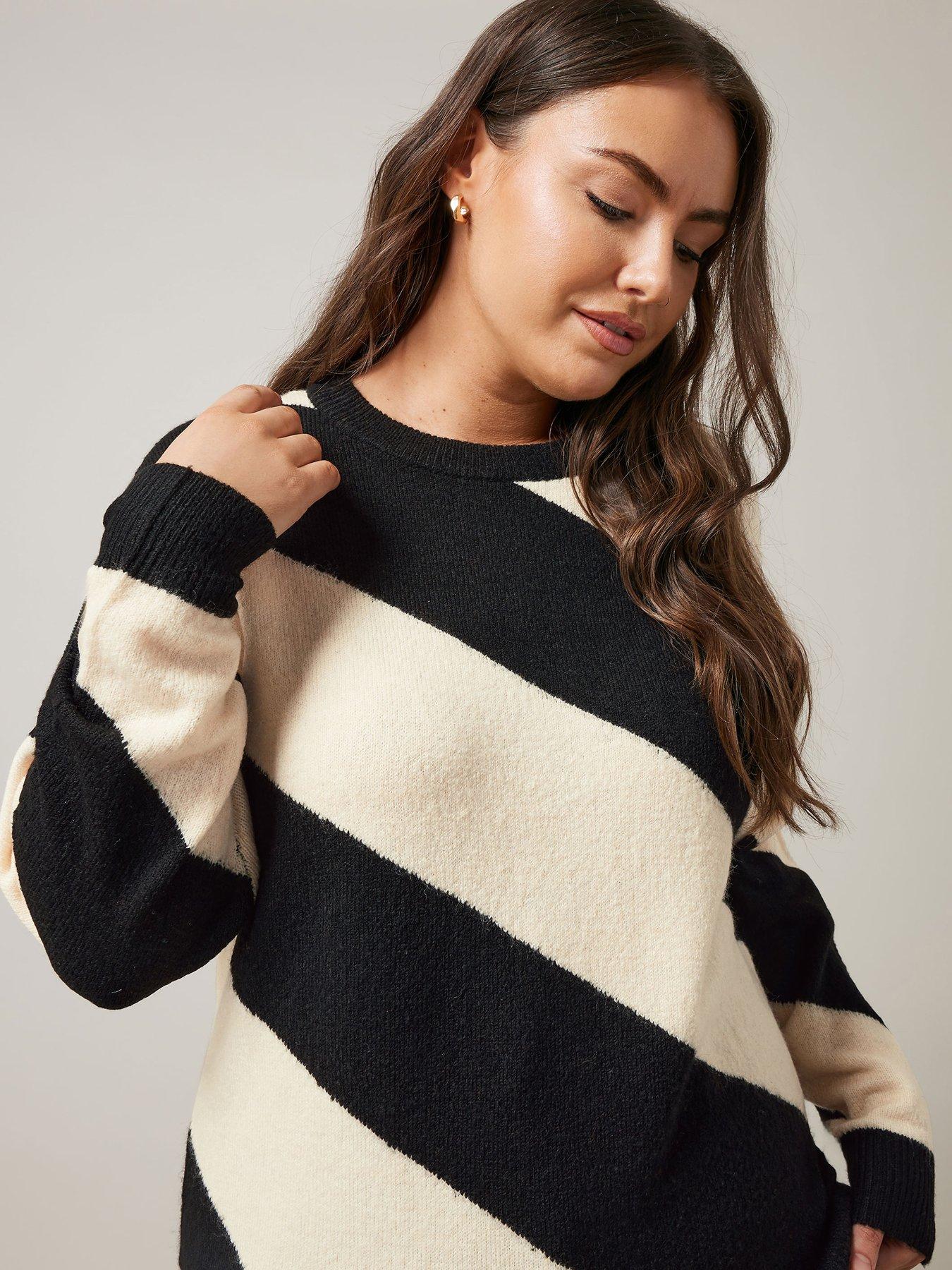 Image 4 of 4 of Evans Diagonal Stripe Jumper - Ivory