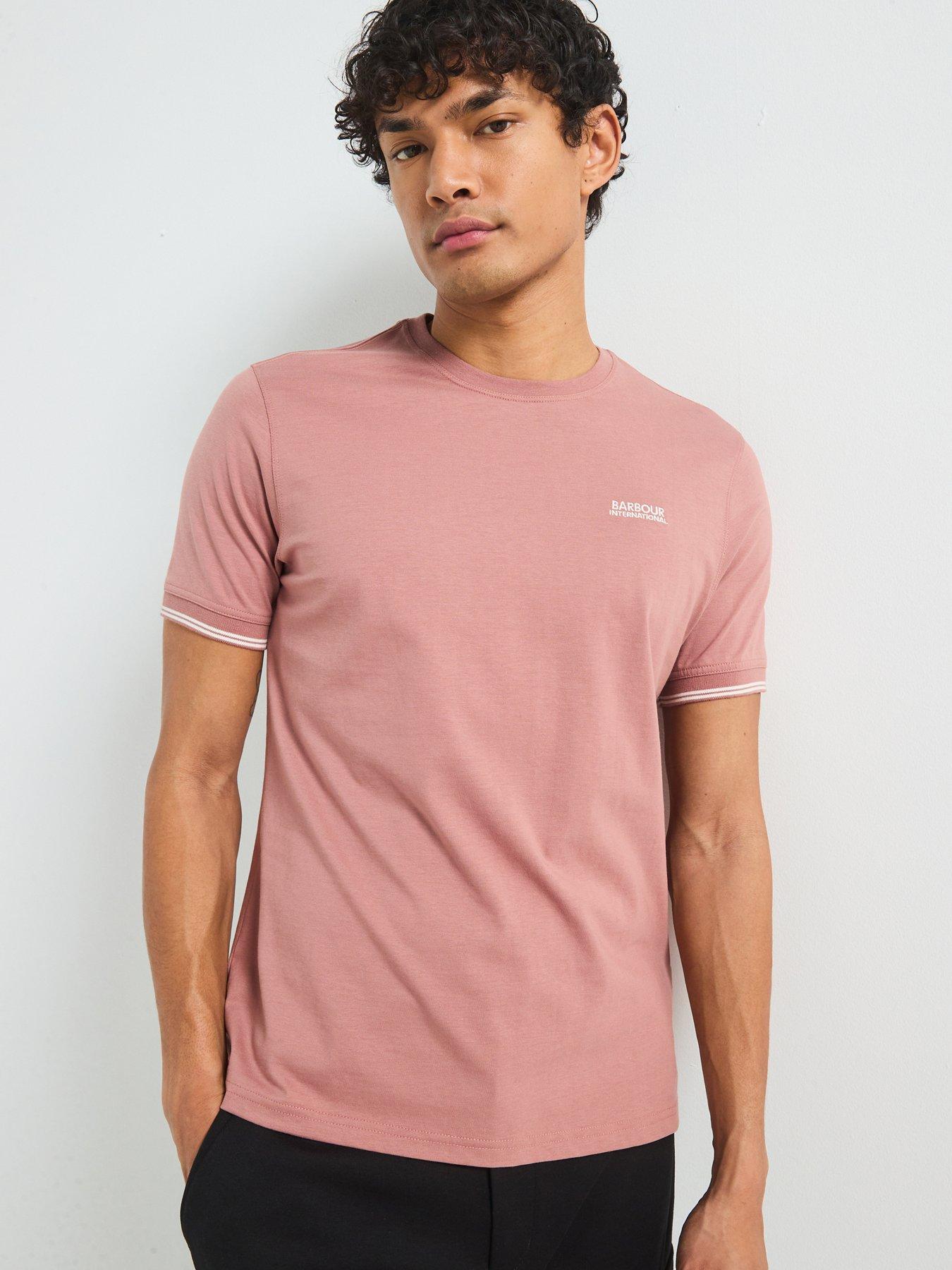 undefined Philip Tipped Cuff T-Shirt- Pink