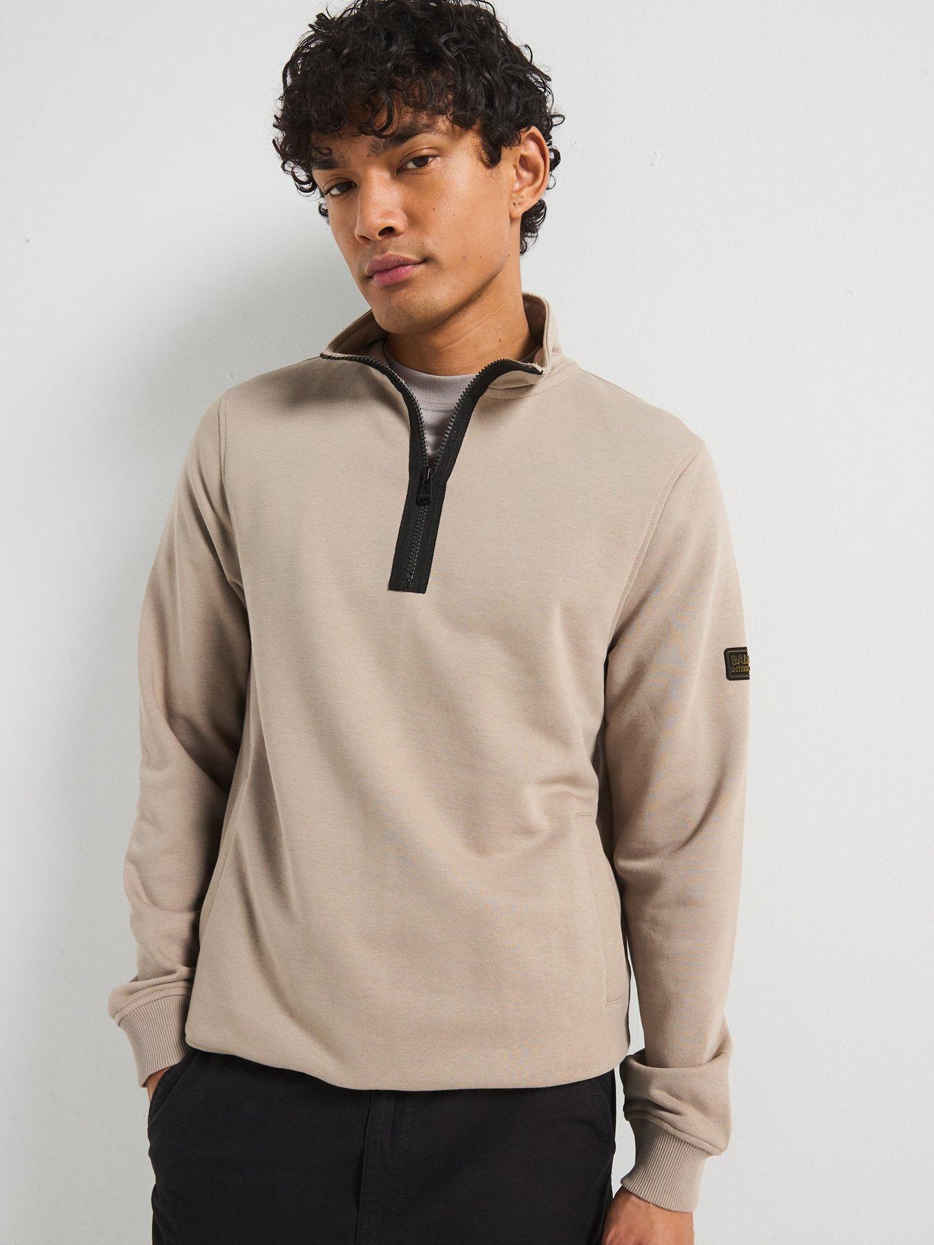 undefined Outline Funnel Neck Crew Sweat- Beige