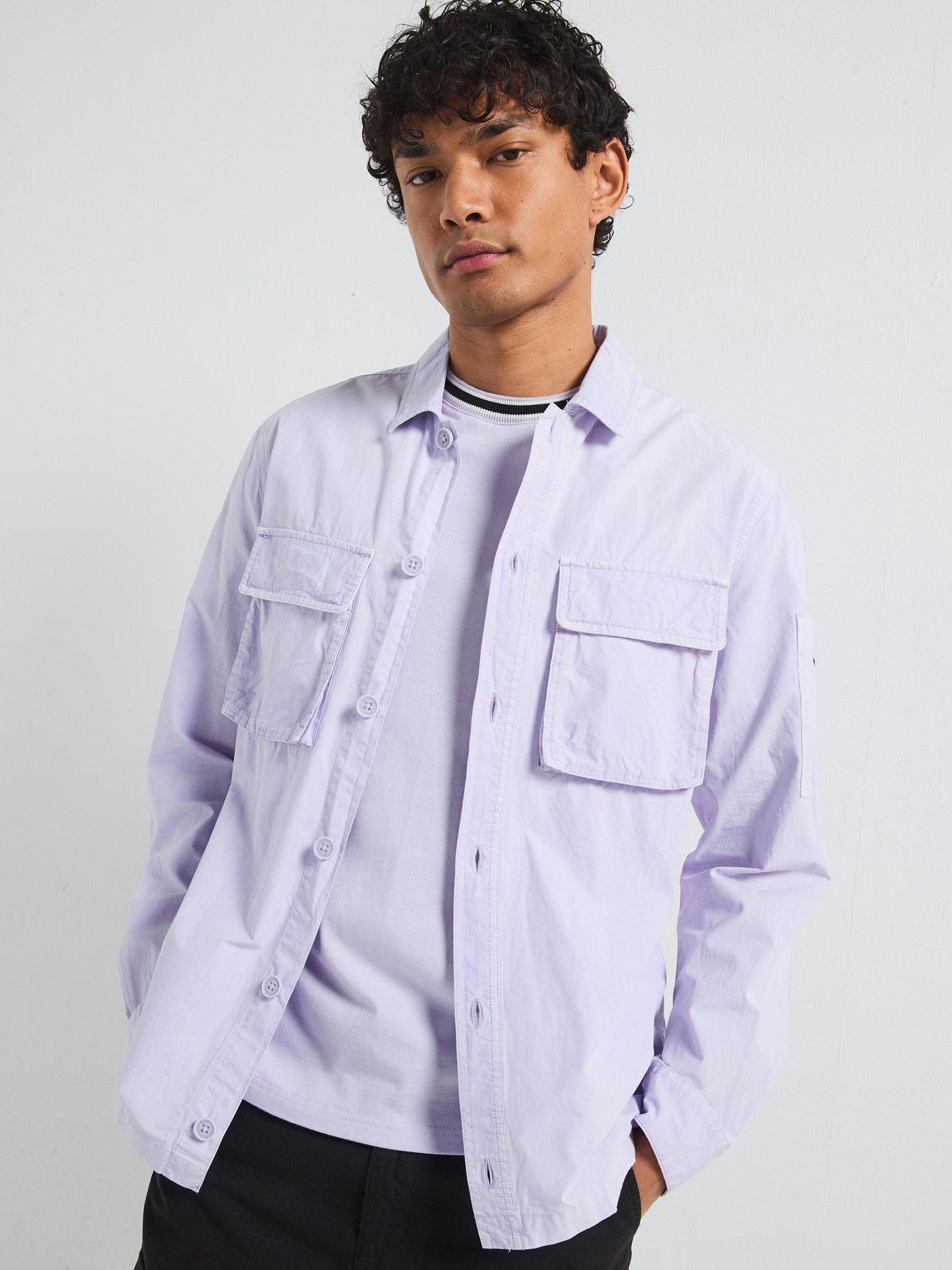 undefined Kenneth Garment Dye Overshirt- Light Purple