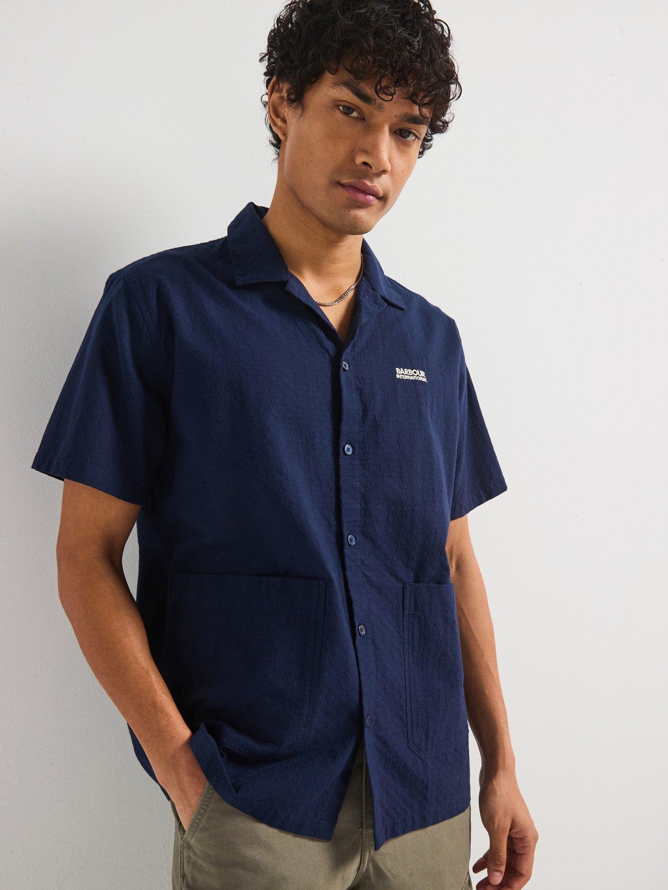 undefined Checkerboard Twill Summer Shirt- Navy