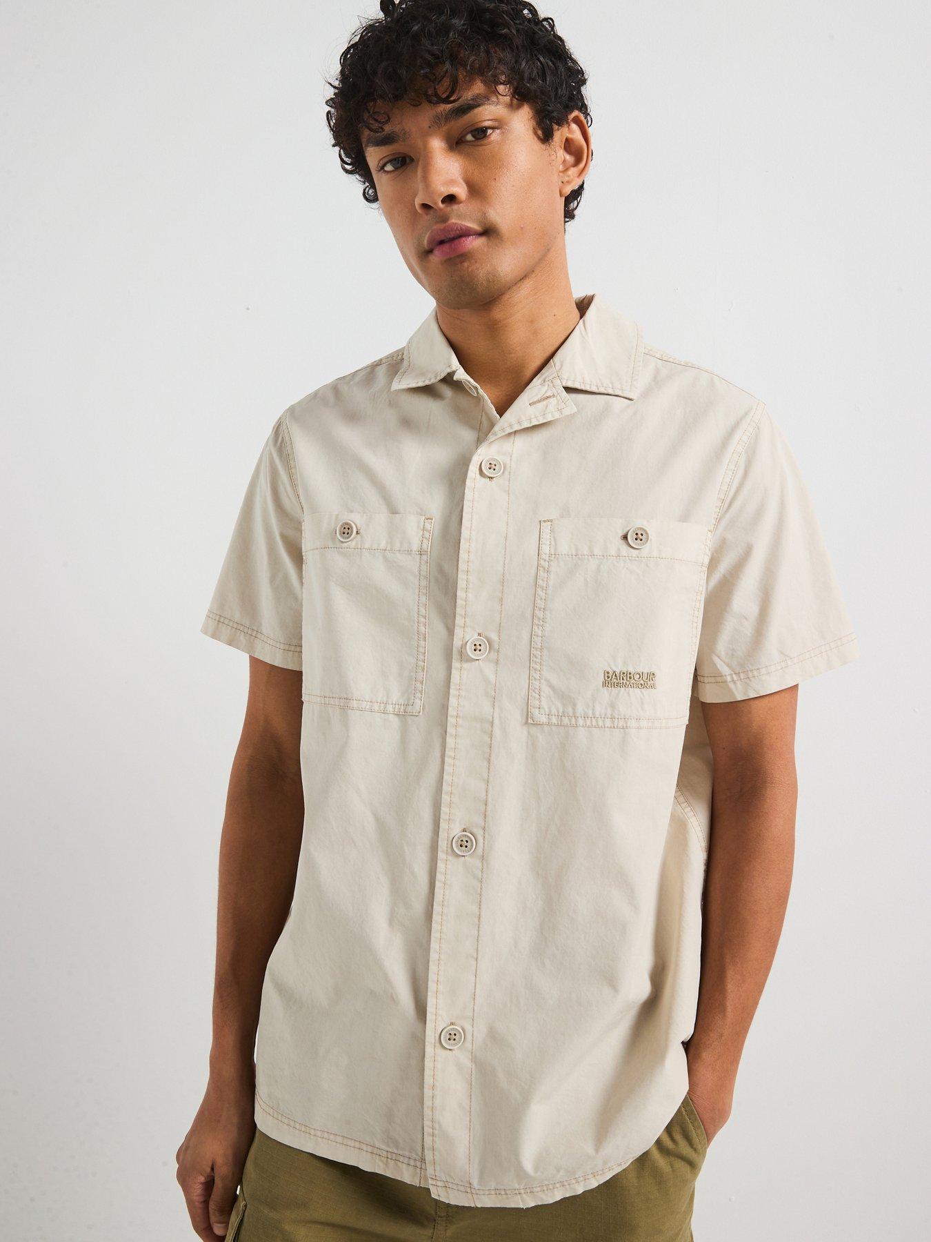 undefined Kenneth Garment Dye Short Sleeve Shirt - Cream