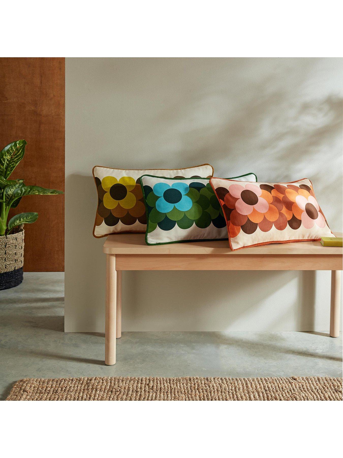 Product photograph of Orla Kiely Retro Flower Stripe 30x50cm Cushion- Canyon from very.co.uk