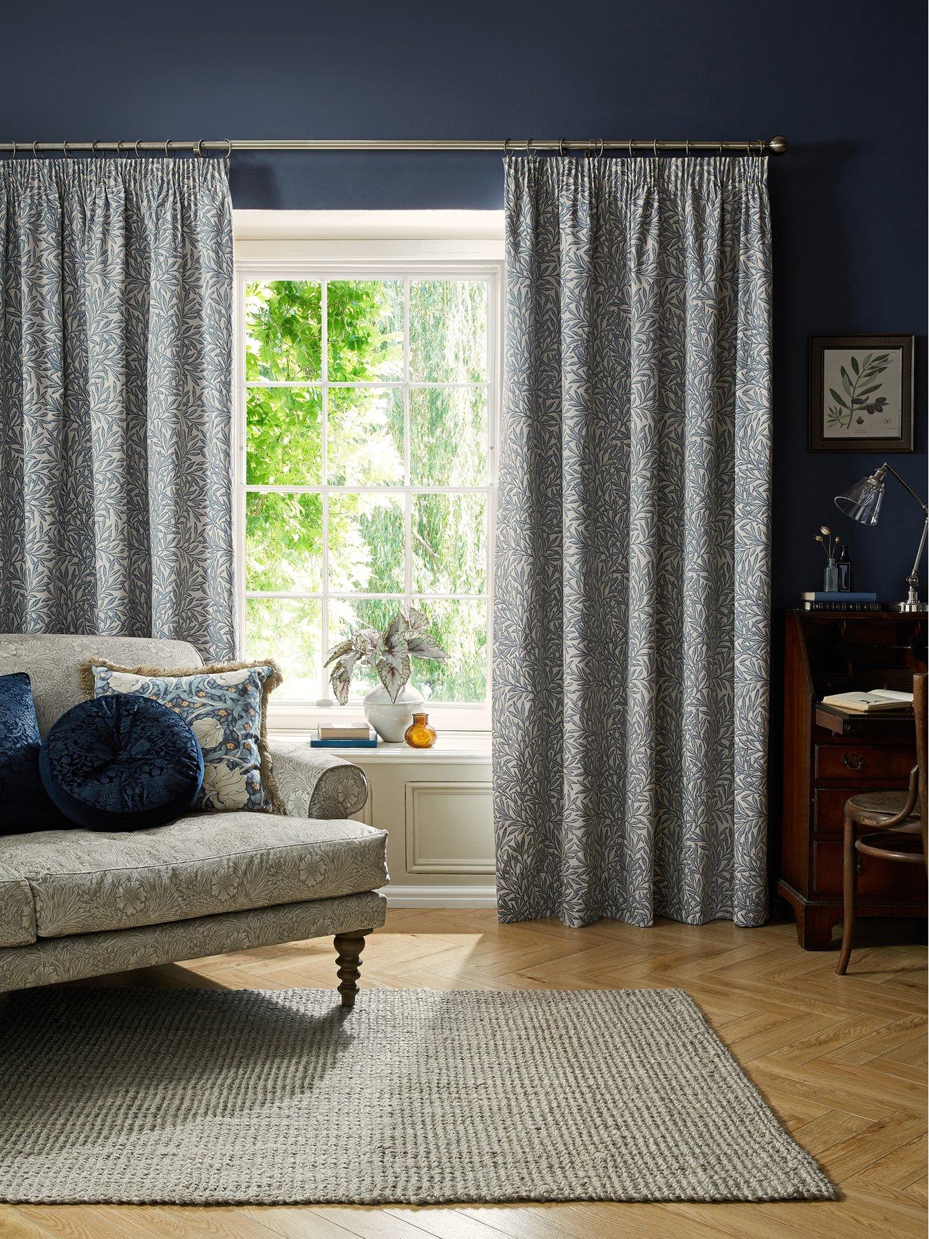 Image 1 of 5 of William Morris at Home Original Willow Blackout Lined Header Tape Curtains- 229cm X 183cm (90"x72")