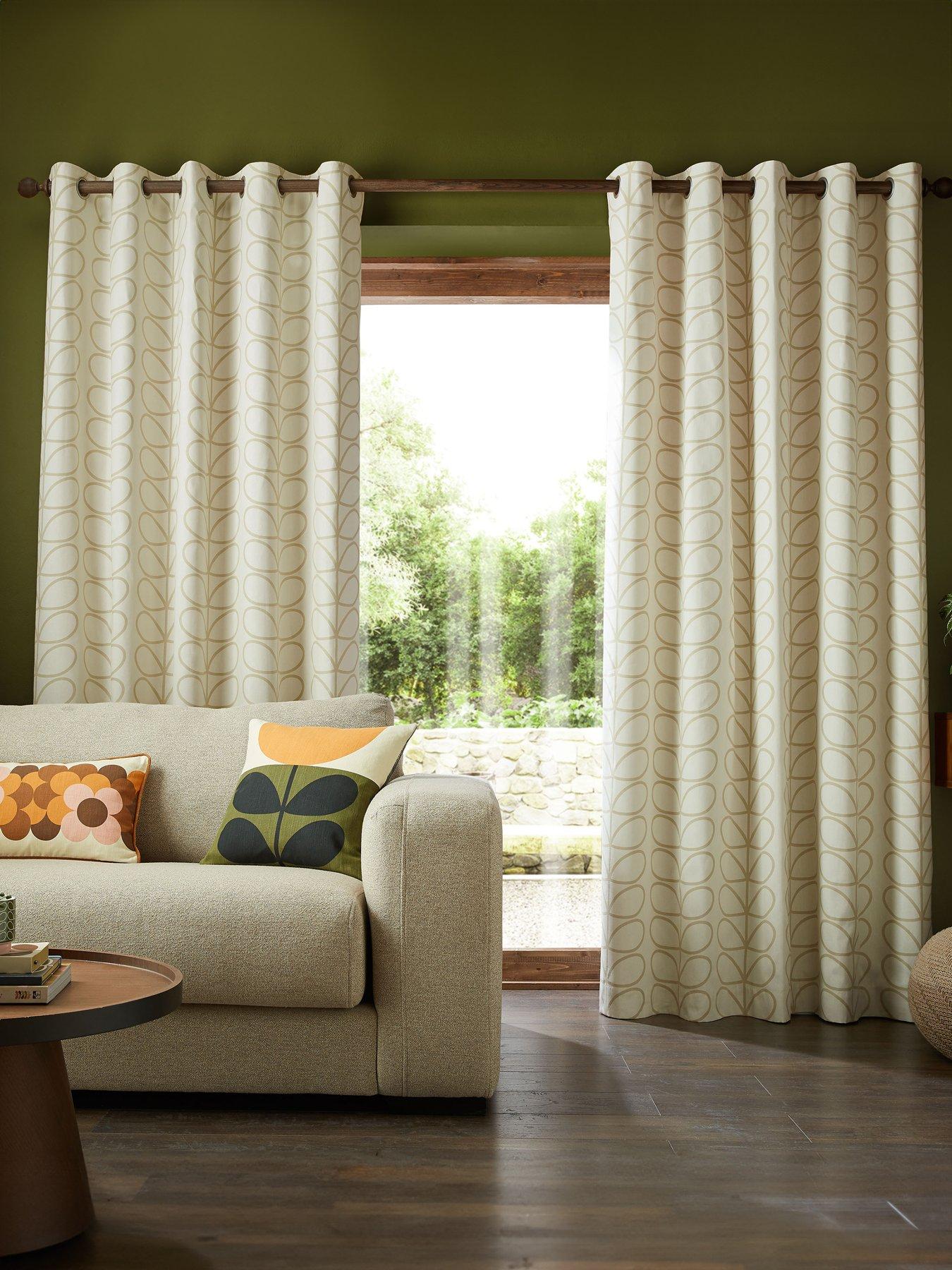 Product photograph of Orla Kiely Natural Linear Stem Line Eyelet Curtains-117cm X 183cm 46 X72 from very.co.uk