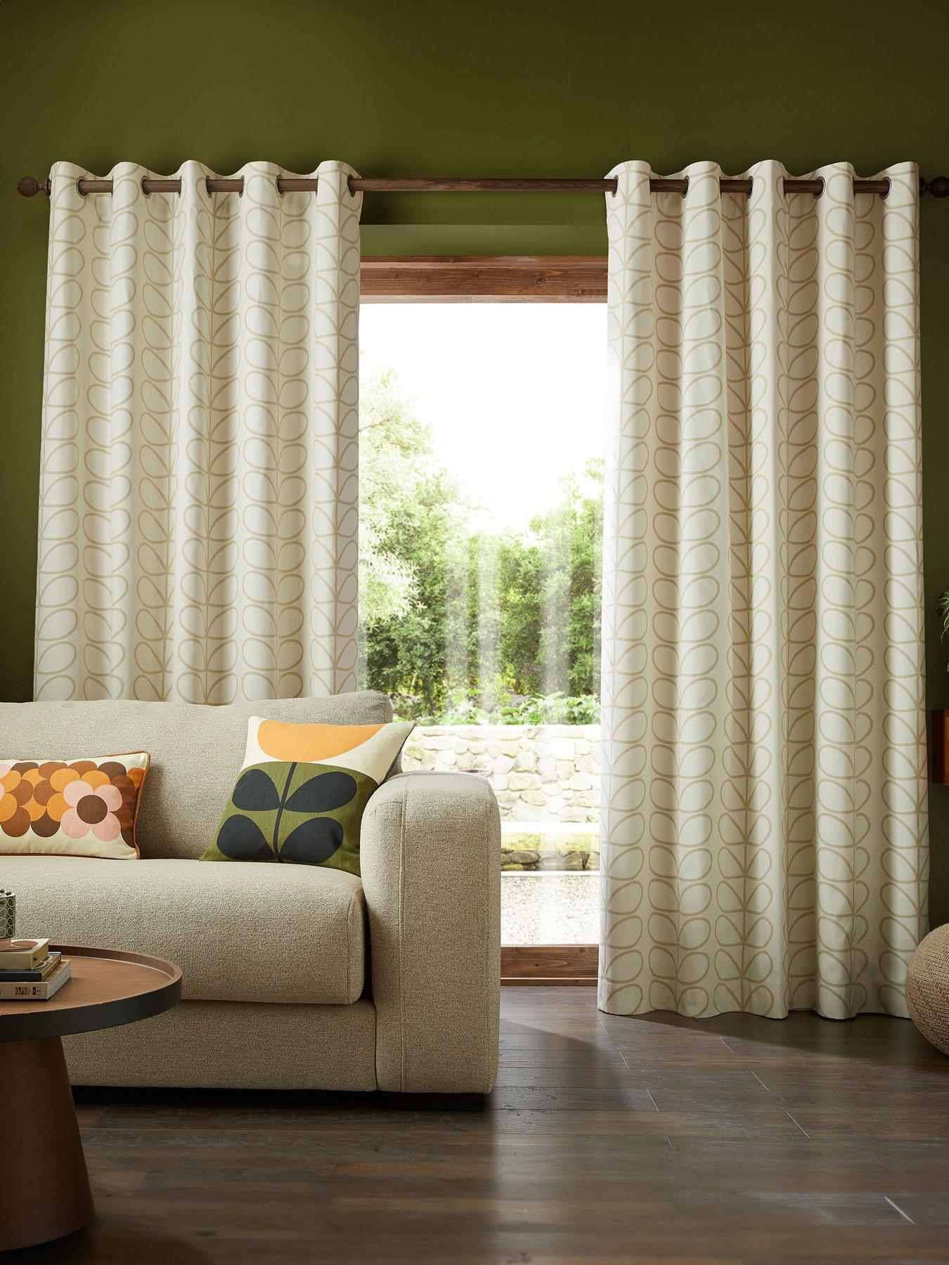 Orla Kiely Natural Linear Stem Line Eyelet Curtains-117cm X 183cm (46"x72")