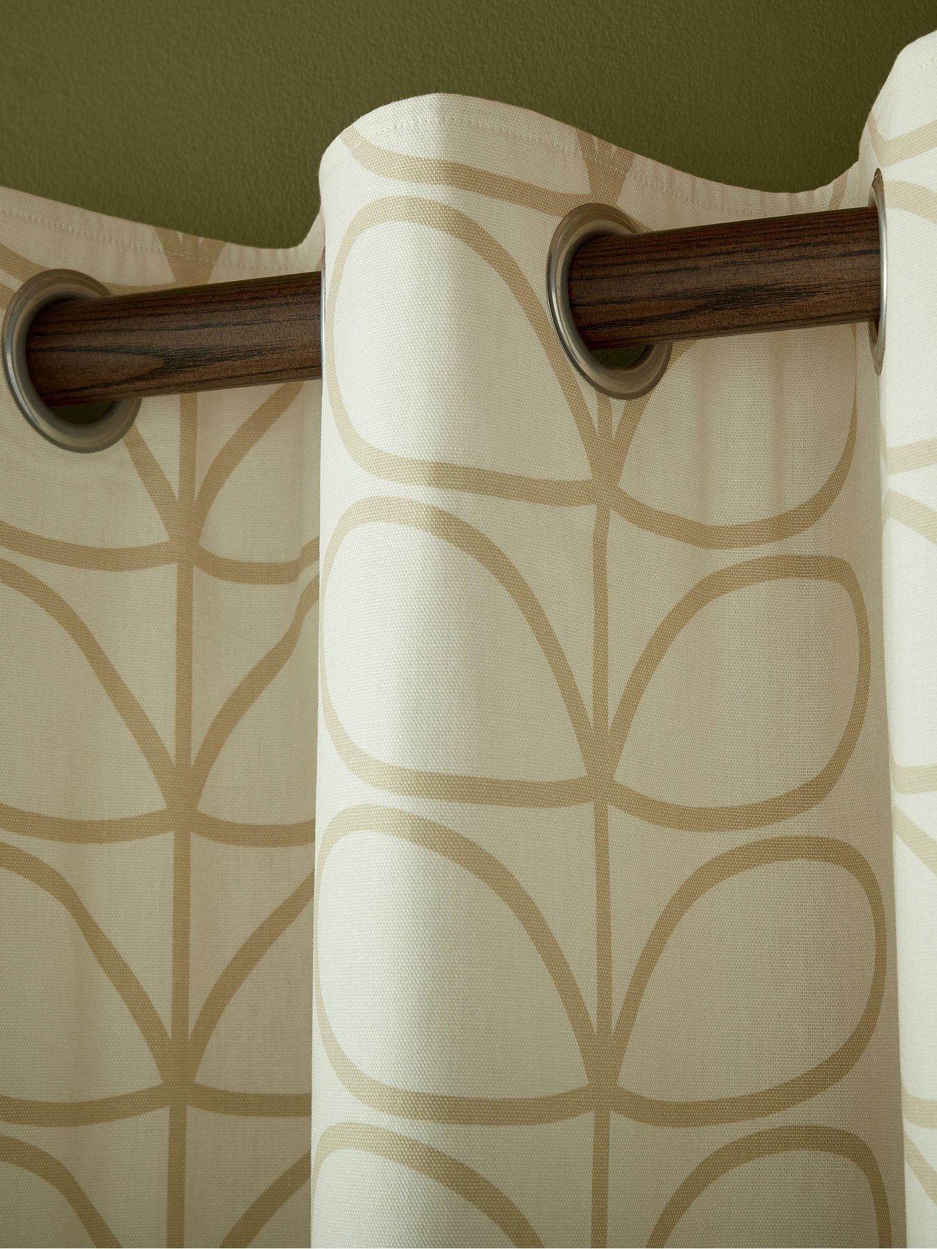 Image 2 of 3 of Orla Kiely Natural Linear Stem Line Eyelet Curtains-117cm X 183cm (46"x72")