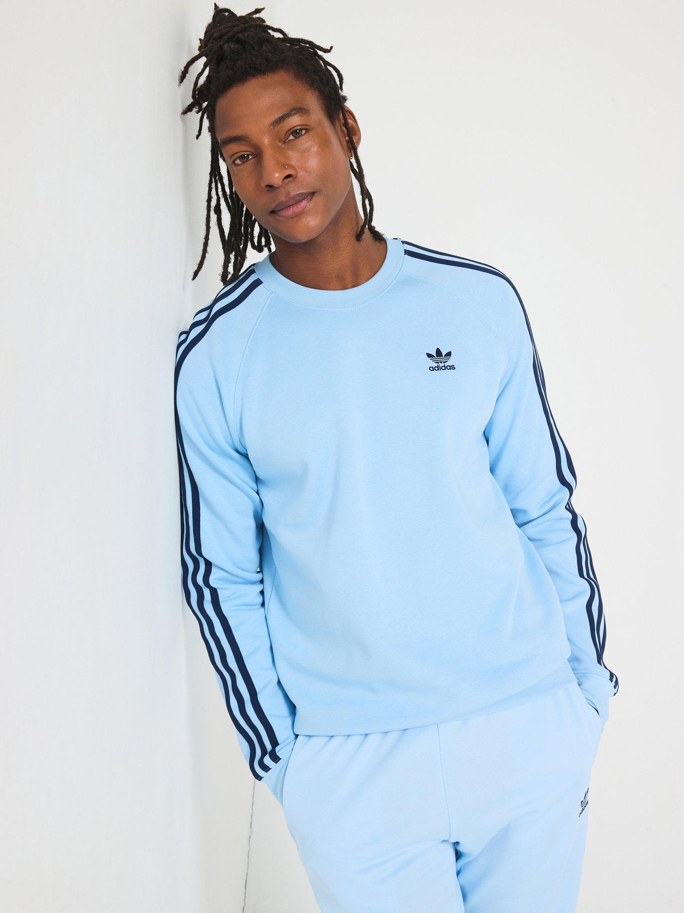 undefined Men's Adicolor 3-Stripe Crew Sweat - Clear Sky