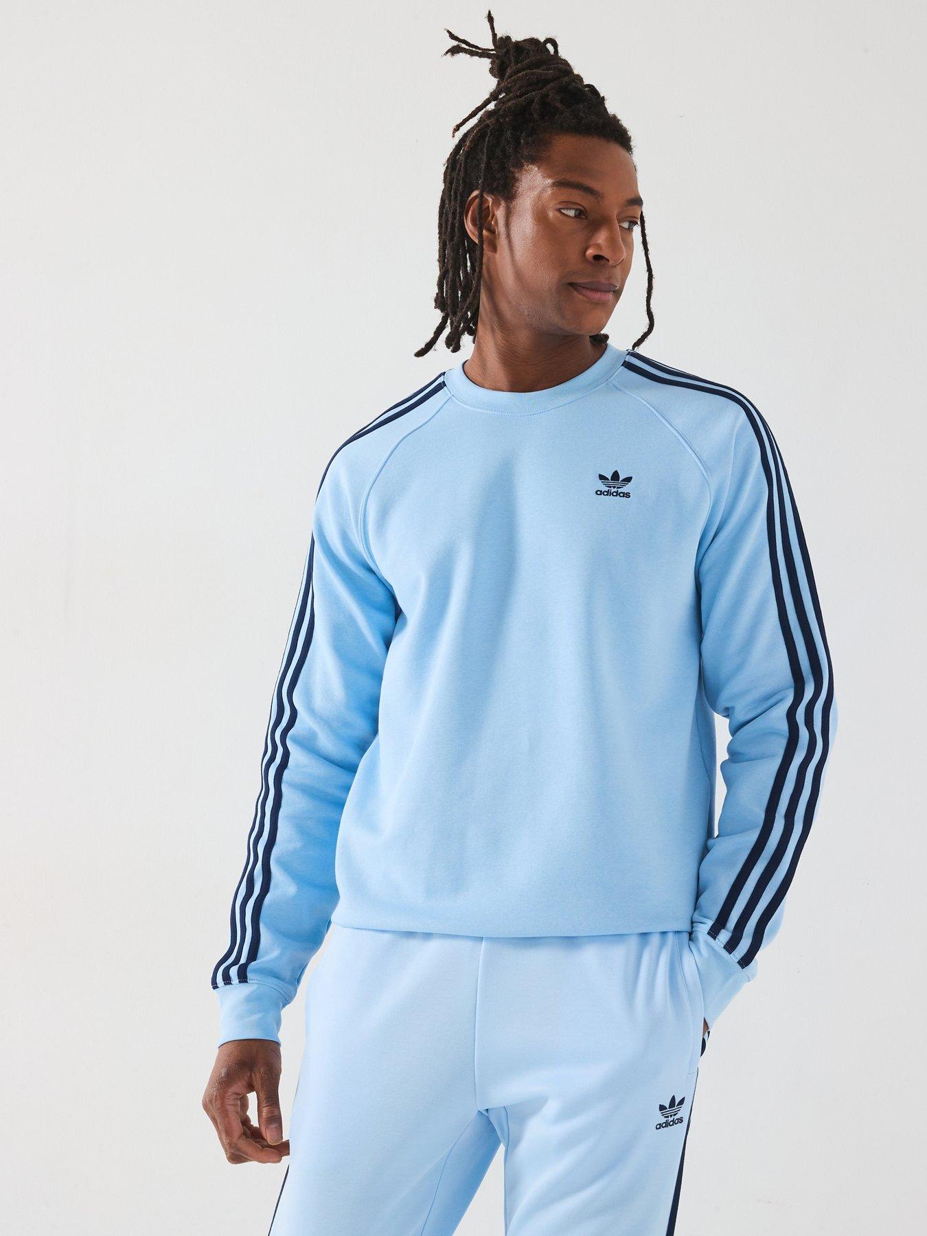 Image 4 of 5 of adidas Originals Men's Adicolor 3-Stripe Crew Sweat - Clear Sky