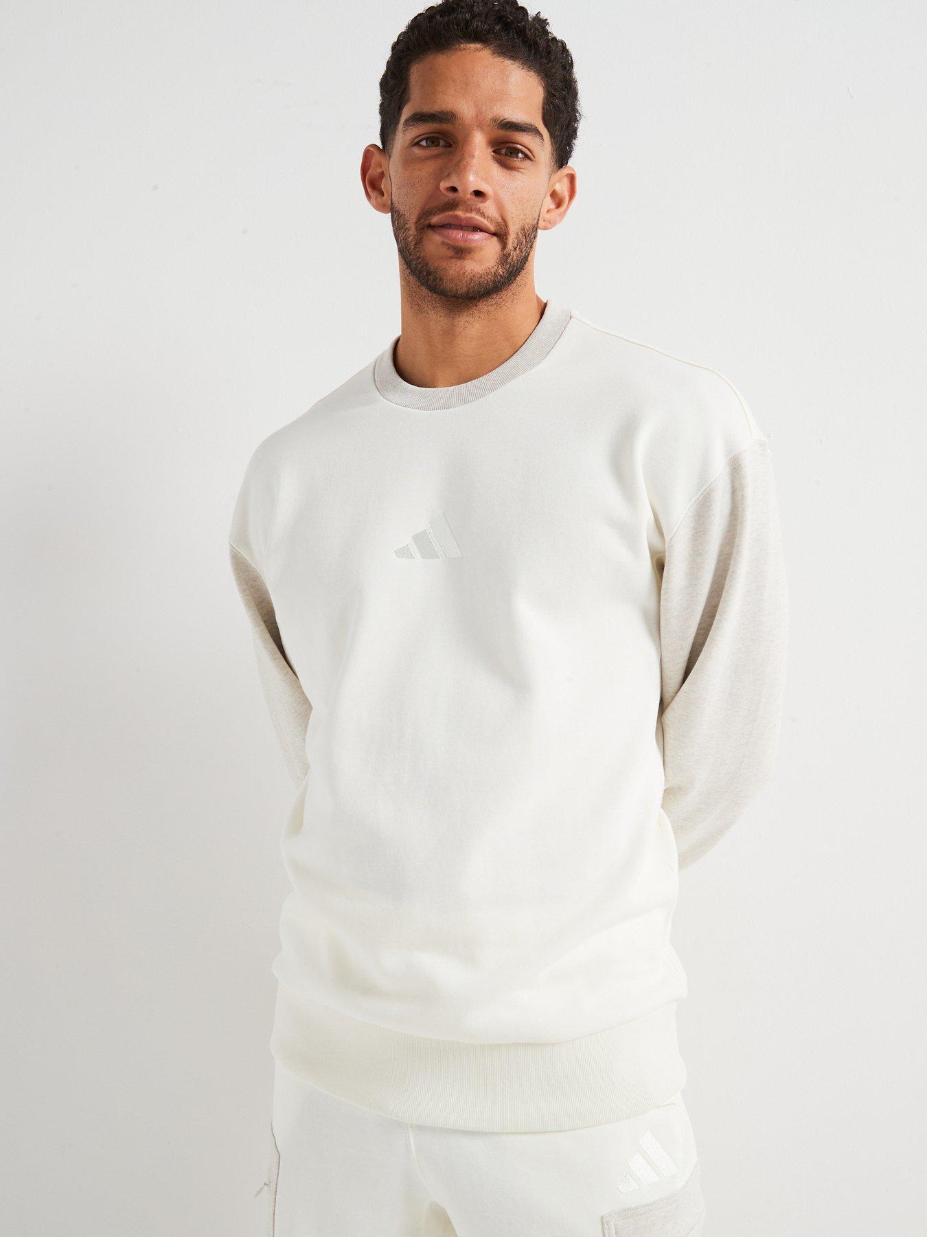 undefined Mens All Szn French Terry Colourblock Crew Sweatshirt - Off White