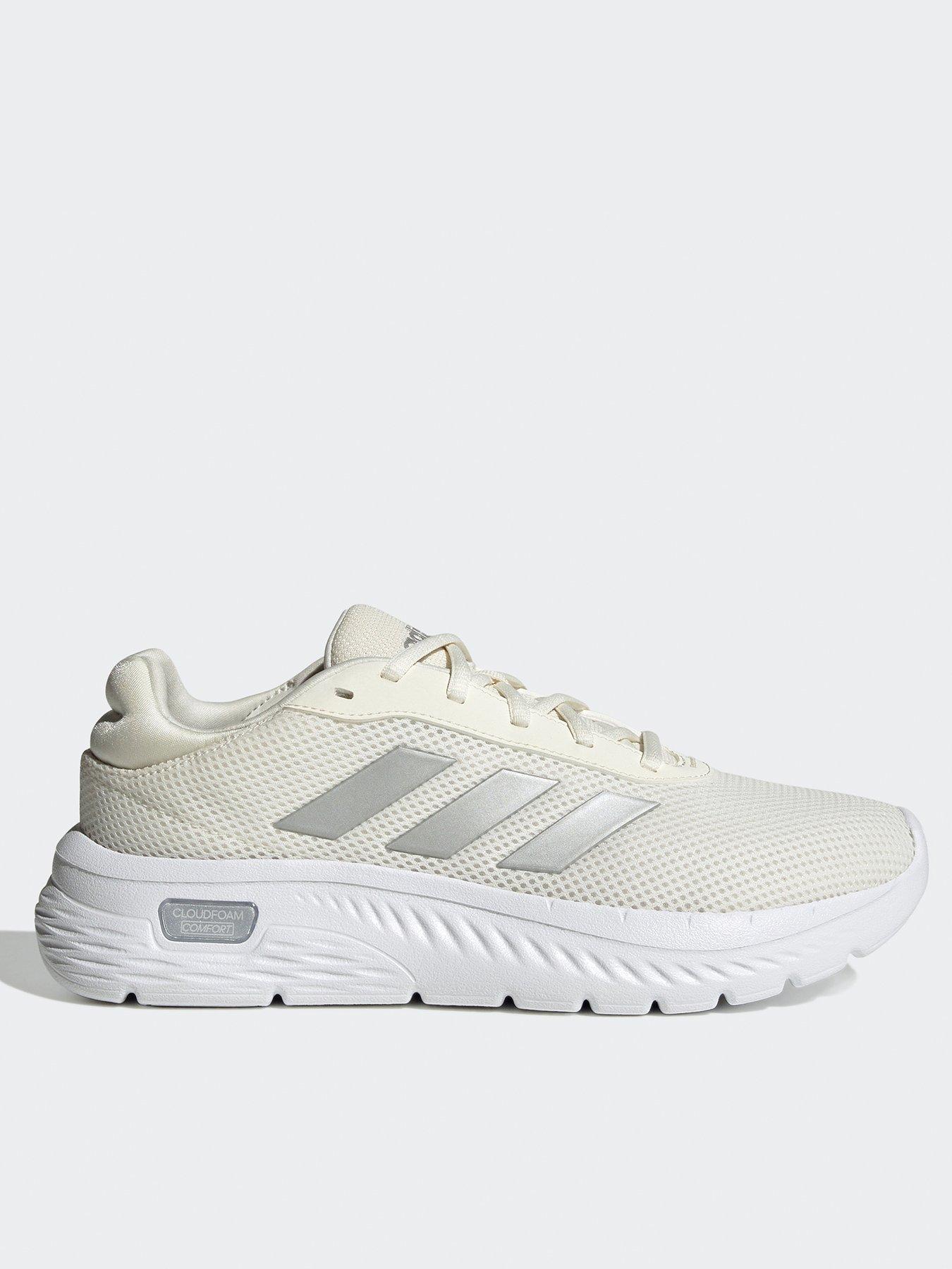 adidas Sportswear Women's Cloudfoam Comfy Trainers, Off White/Silver Met/Ft White, Size 3.5, Women