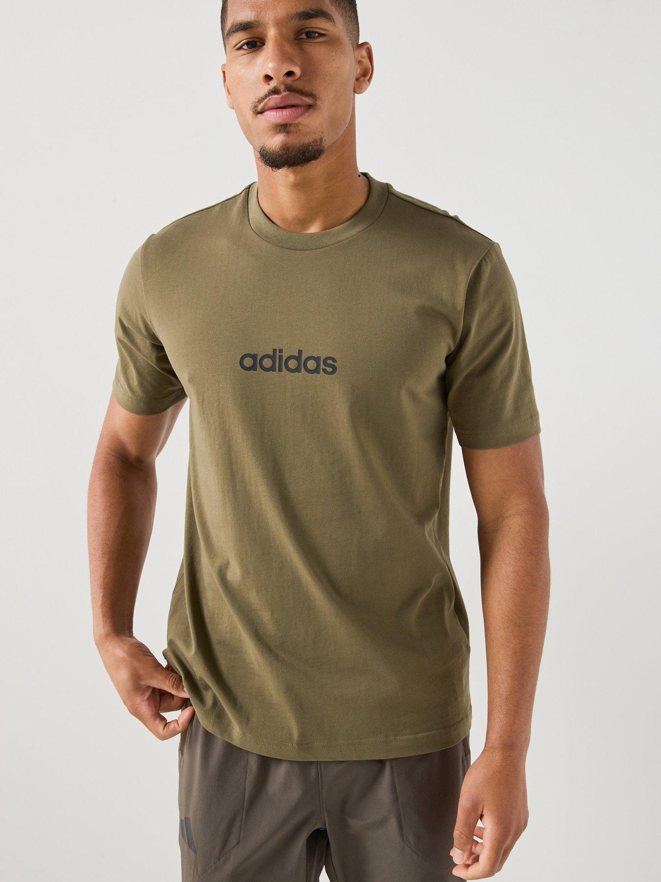 adidas Sportswear Mens Essentials Linear Single Jersey T-Shirt - Green