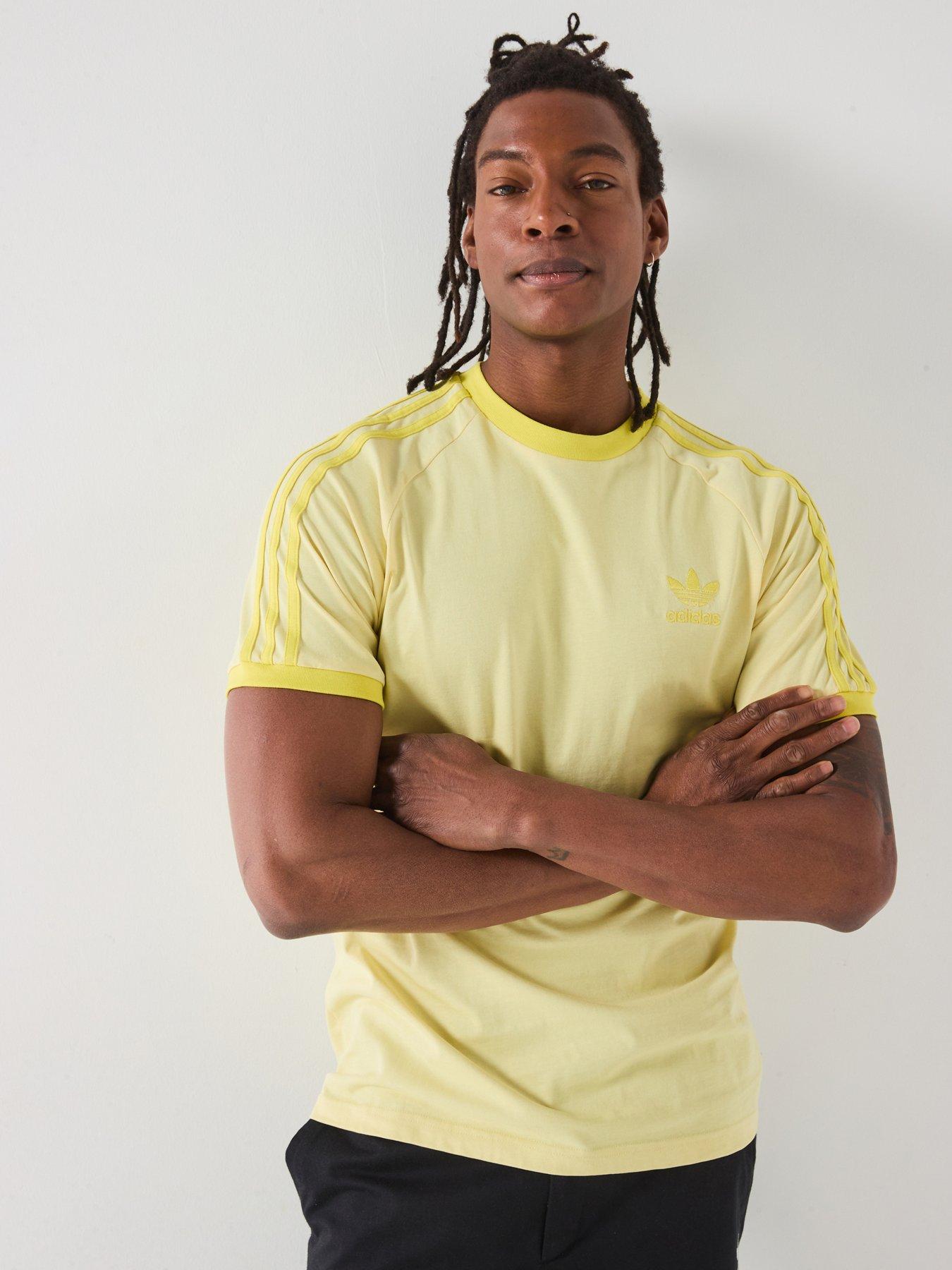 adidas Originals Men's Classics 3-Stripe T-Shirt Powder Yellow