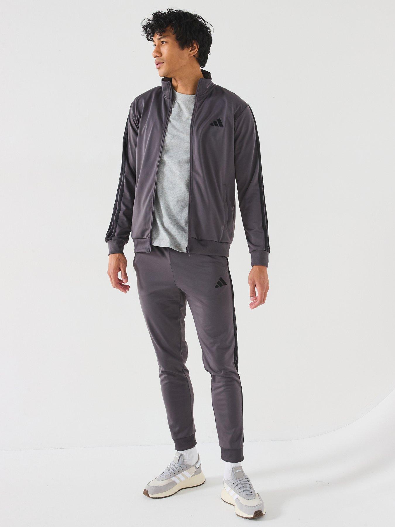 undefined Mens Sportswear Basic 3-stripe Tricot Tracksuit - Dark Grey