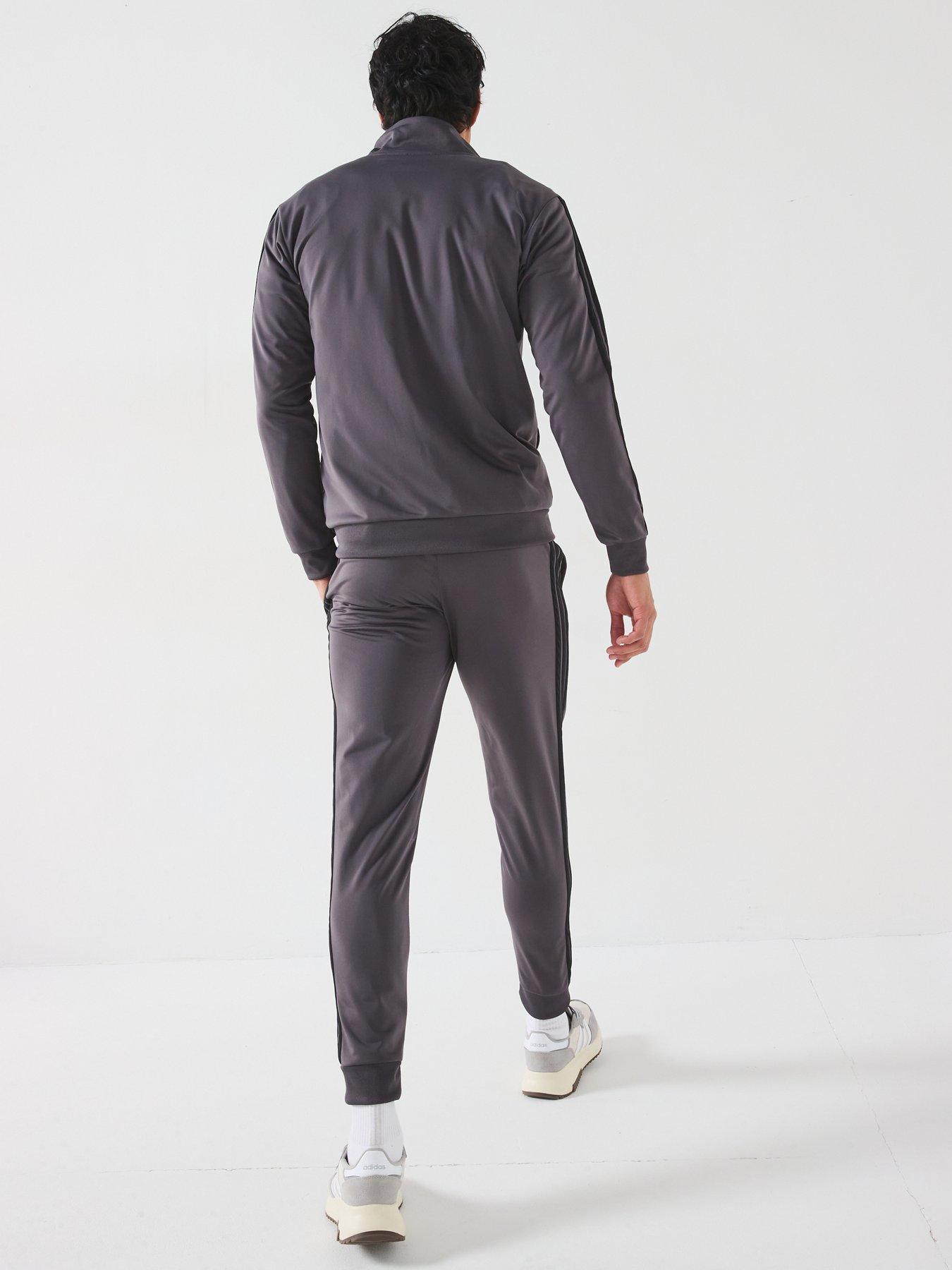Image 2 of 6 of adidas Sportswear Mens Sportswear Basic 3-stripe Tricot Tracksuit - Dark Grey
