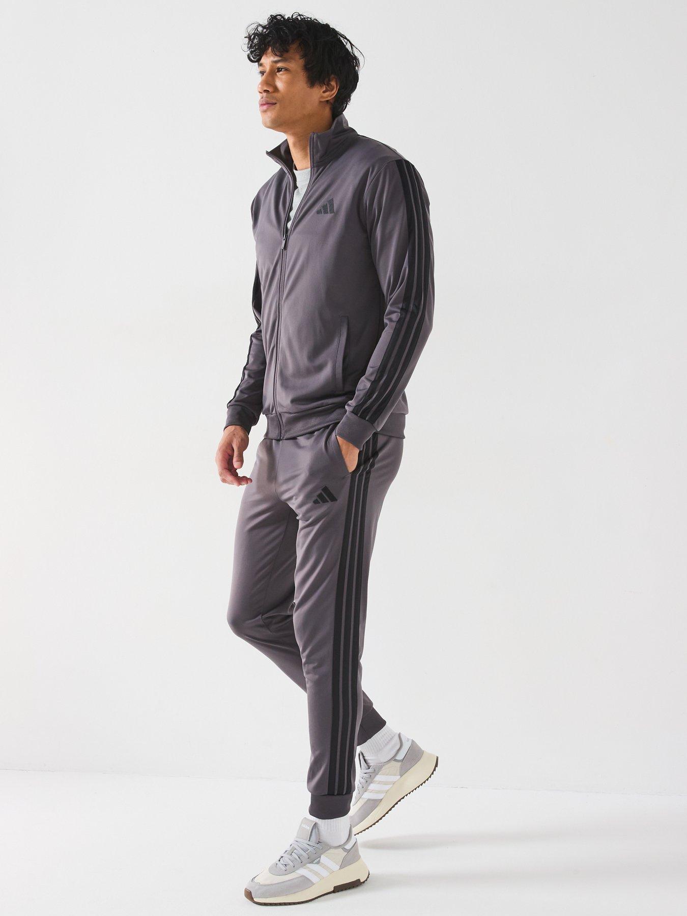 Image 3 of 6 of adidas Sportswear Mens Sportswear Basic 3-stripe Tricot Tracksuit - Dark Grey