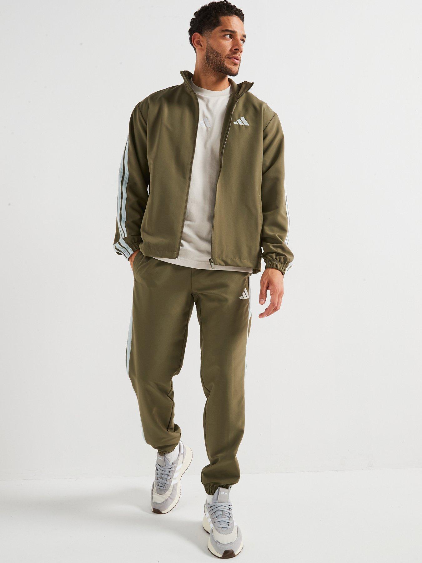 adidas Sportswear Men's Basic 3 Stripes Woven Tracksuit, Olive Strata, Size Xs, Men