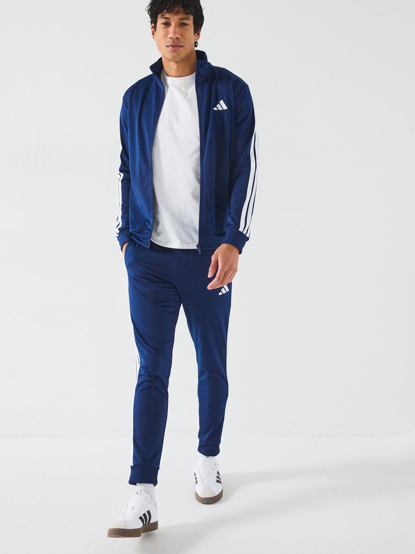 Adidas Sportswear Men'S Sportswear Basic 3 Stripes Tricot Tracksuit - Blue