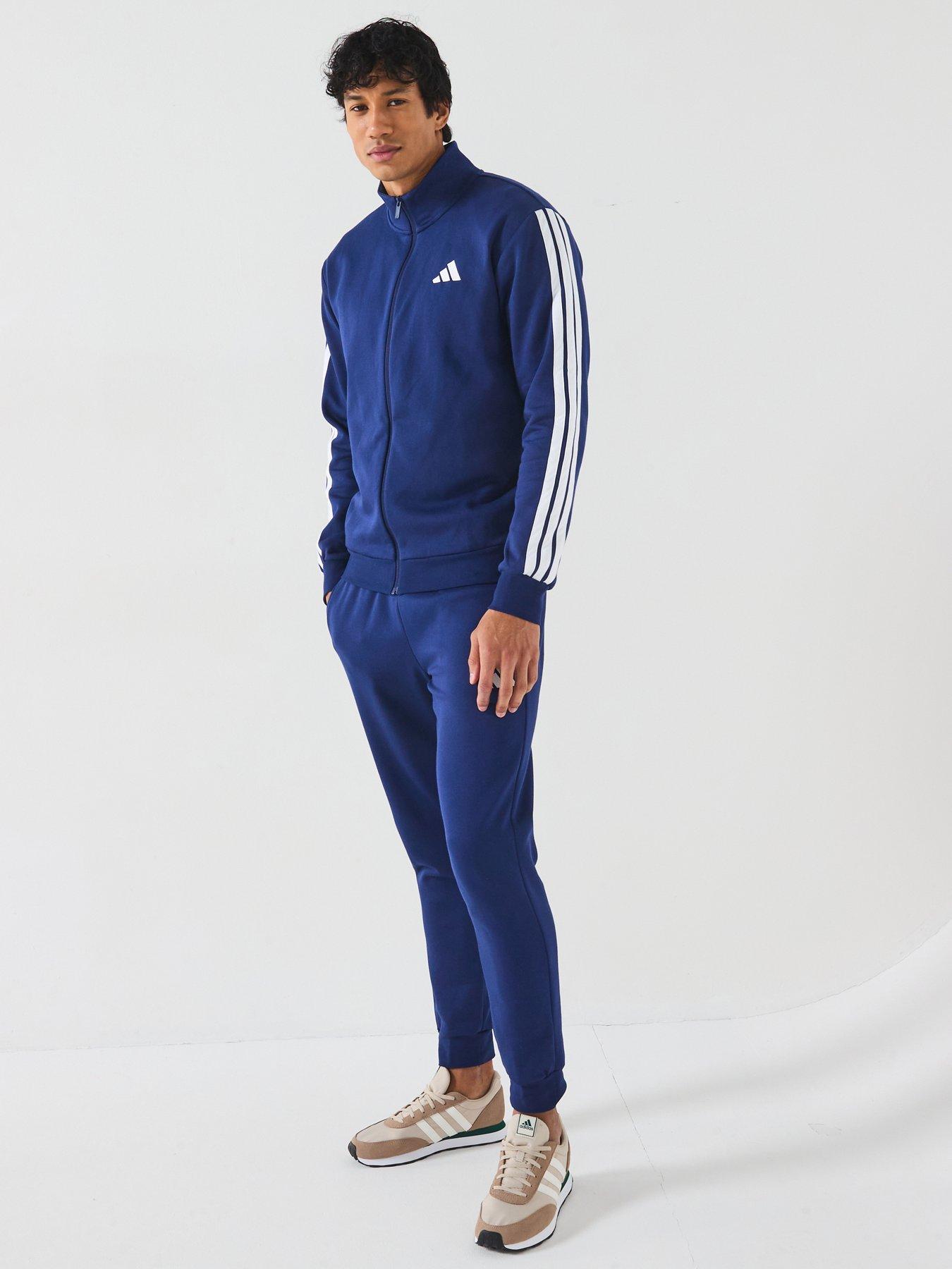 undefined Men's Sportswear Basic 3 Stripes Fleece Tracksuit - Blue