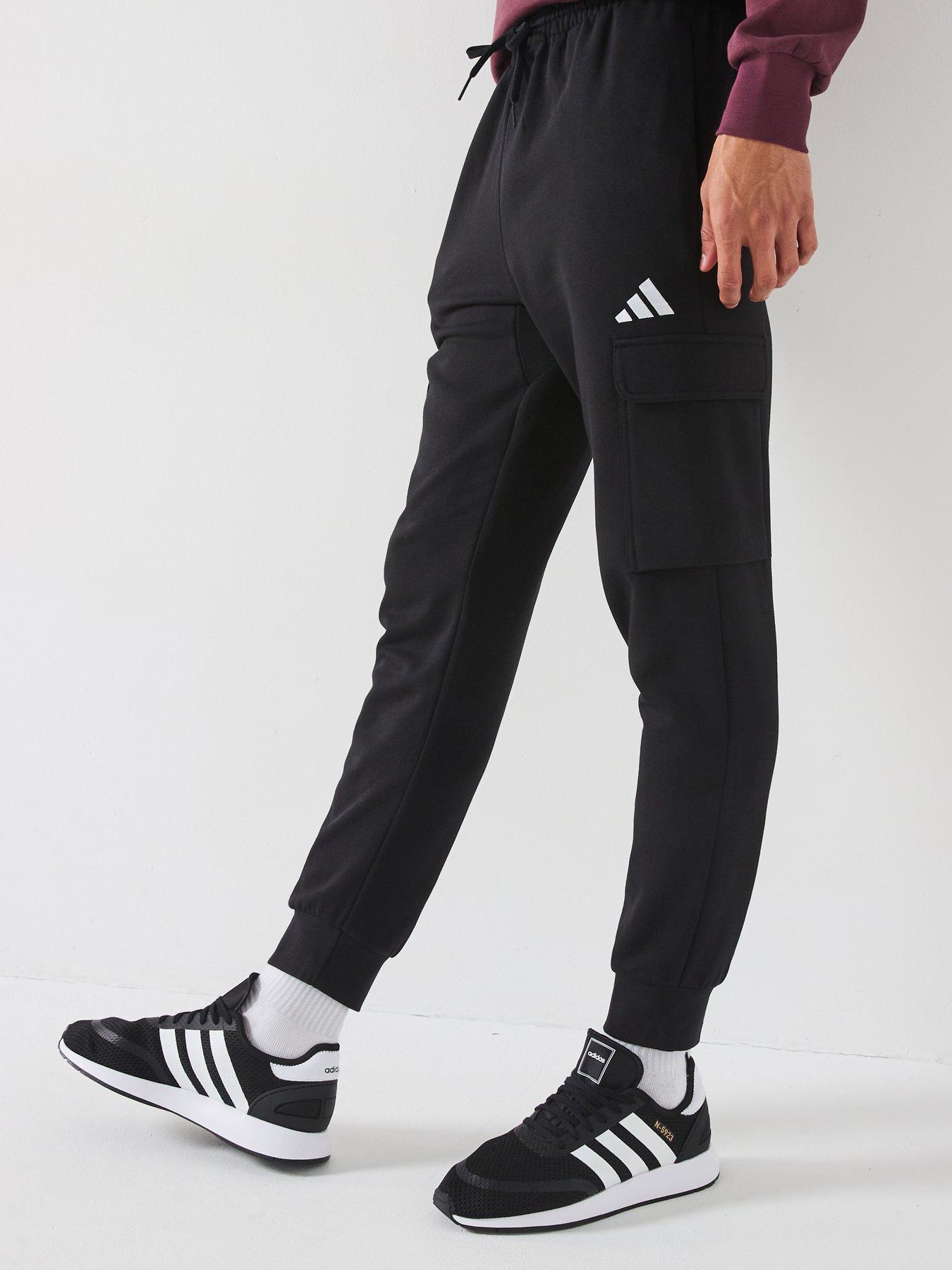 Image 1 of 6 of adidas Sportswear Mens Essentials Feelcozy Fleece Cargo Joggers - Black