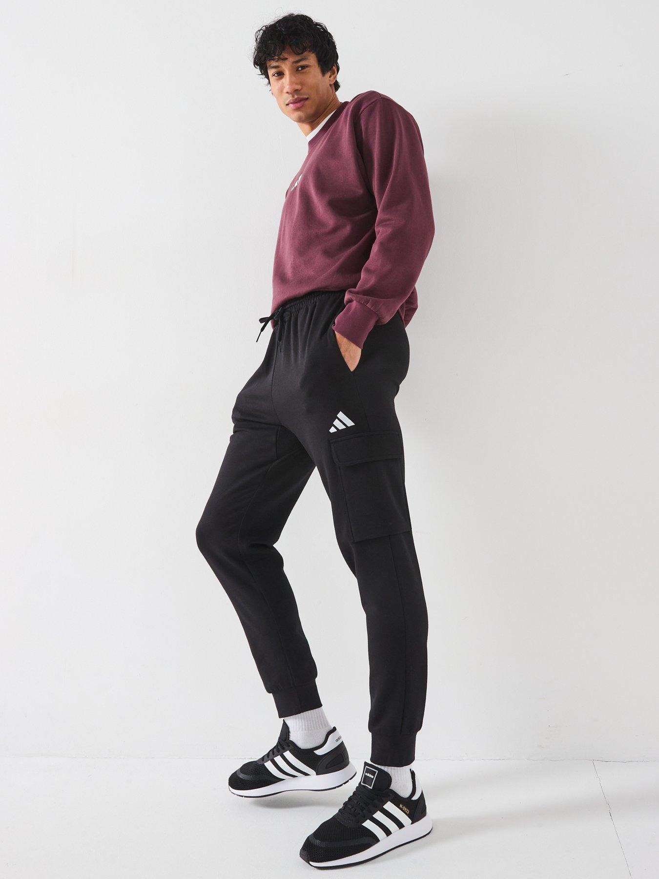 Image 5 of 6 of adidas Sportswear Mens Essentials Feelcozy Fleece Cargo Joggers - Black