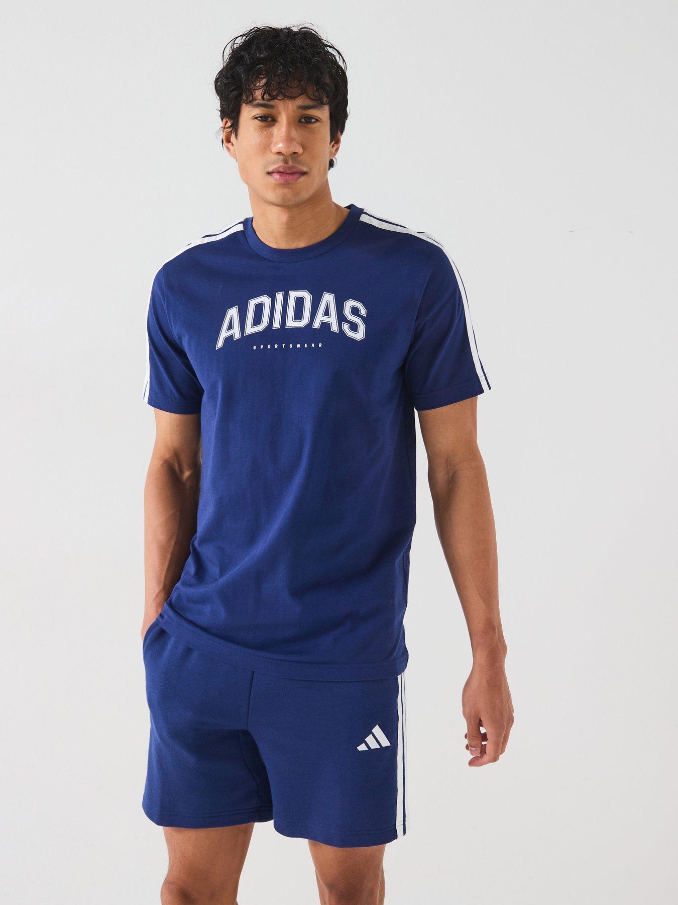 Image 1 of 6 of adidas Sportswear Men's Codes Collegiate Linear Graphic Tee - Dark Blue