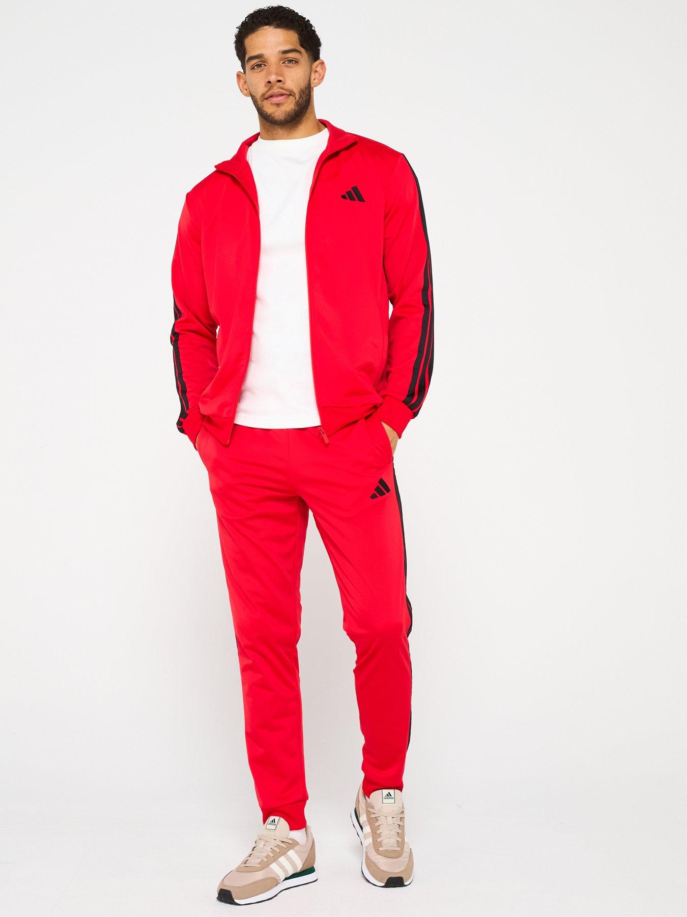 undefined Mens Sportswear Basic 3-stripe Tricot Tracksuit - Red