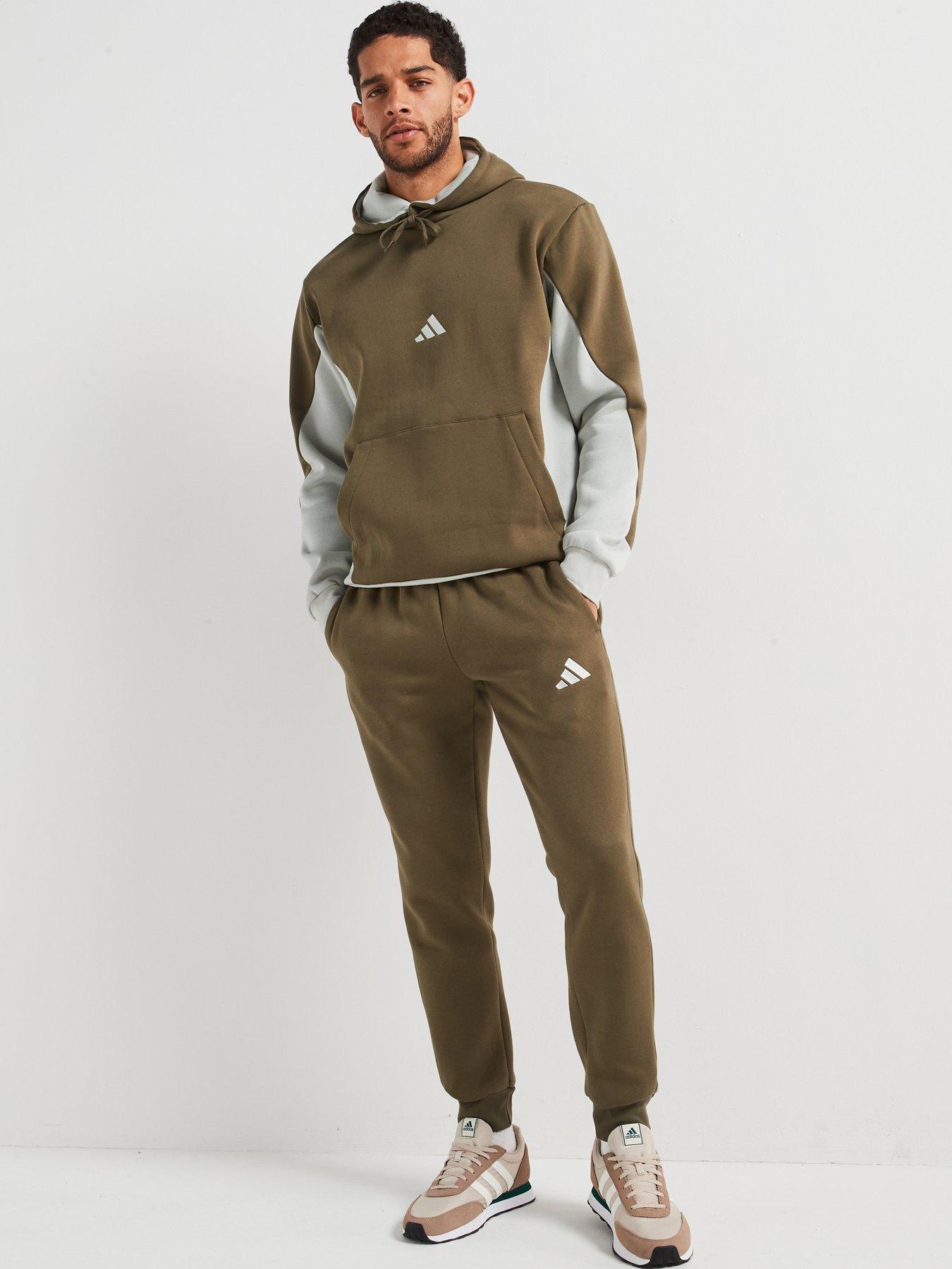 Image 3 of 5 of adidas Sportswear Mens Sportswear Fleece Colorblock Hooded Tracksuit - Green