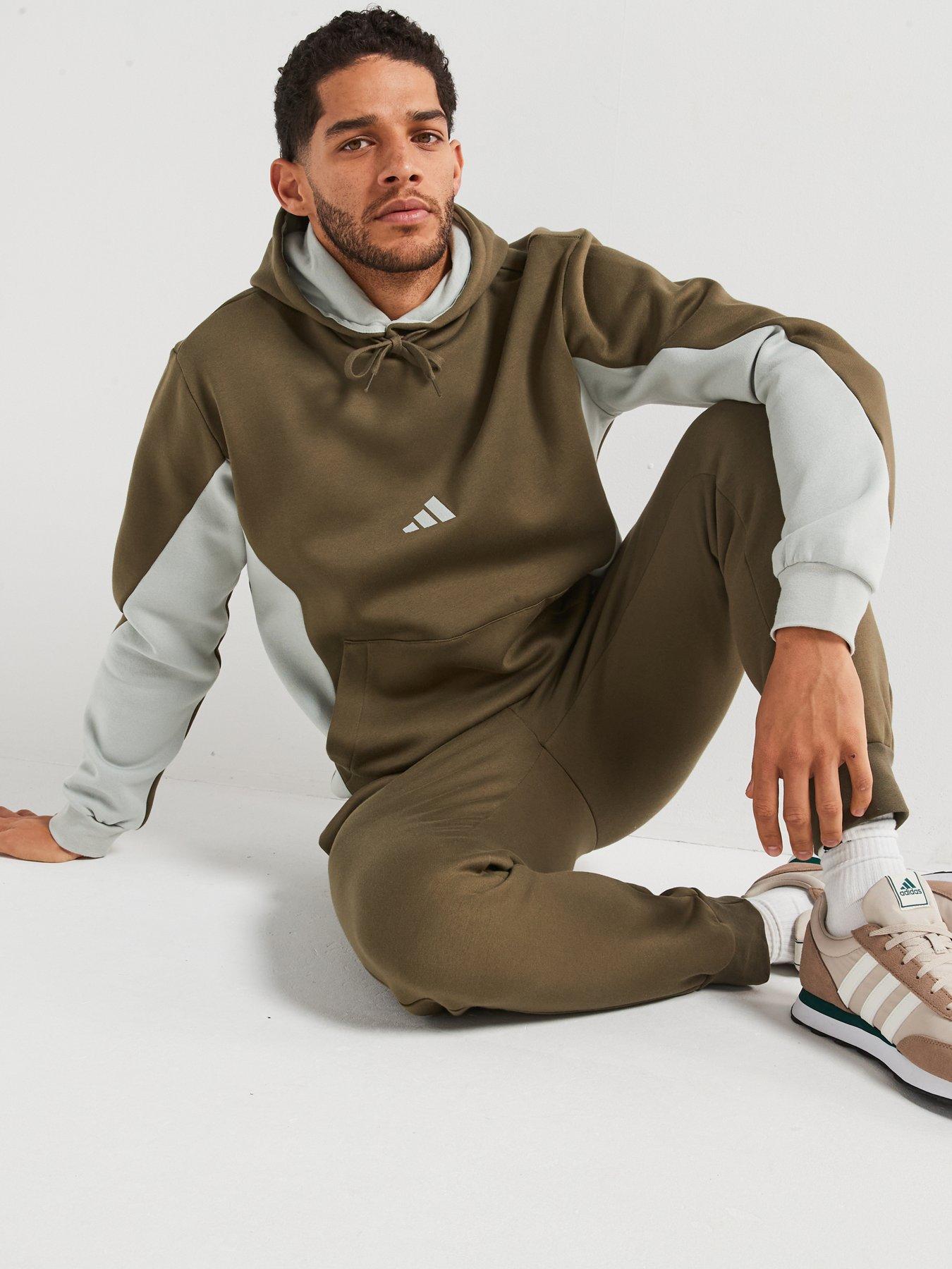 Image 4 of 5 of adidas Sportswear Mens Sportswear Fleece Colorblock Hooded Tracksuit - Green