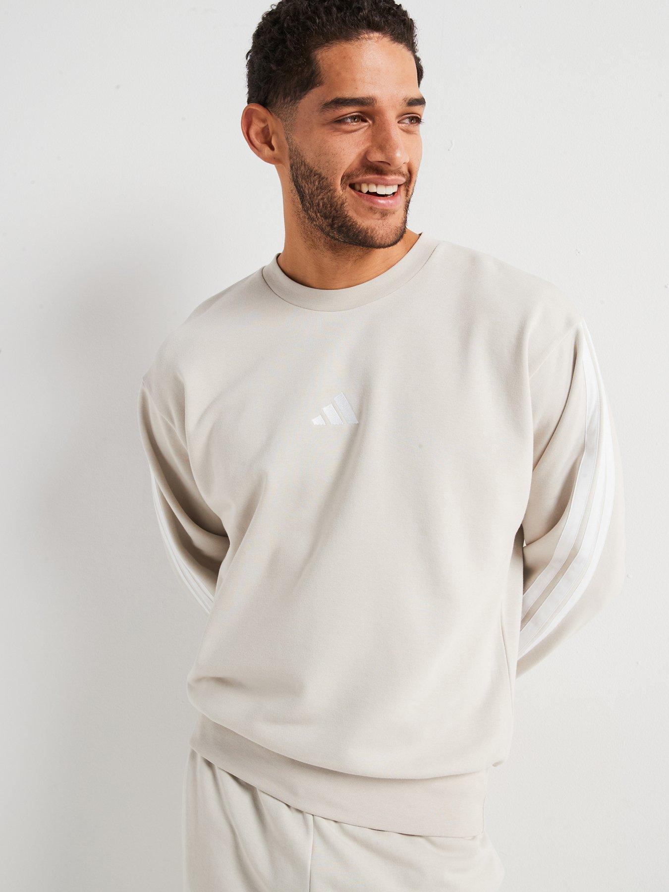 undefined Mens Essentials 3-Stripe French Terry Sweatshirt - Grey