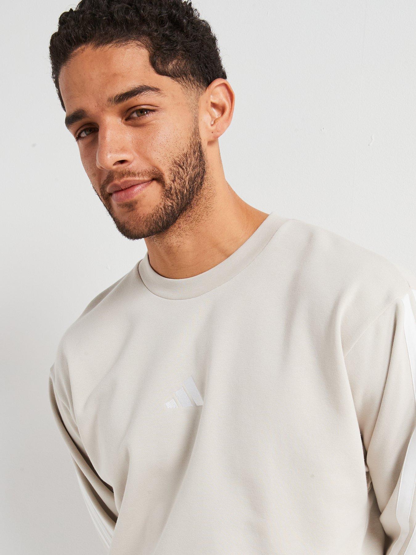 Image 4 of 6 of adidas Sportswear Mens Essentials 3-Stripe French Terry Sweatshirt - Grey