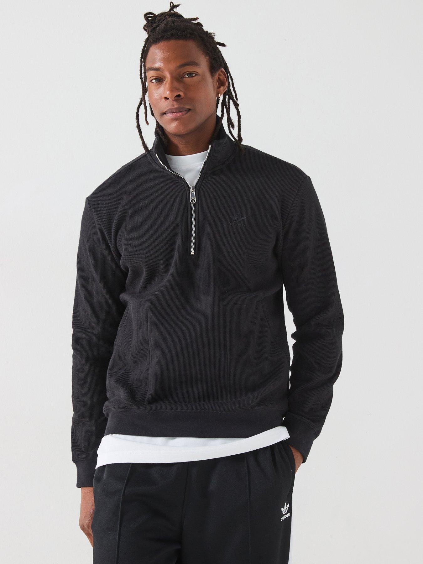 undefined Mens Trefoil Essentials 1/2 Zip - Black