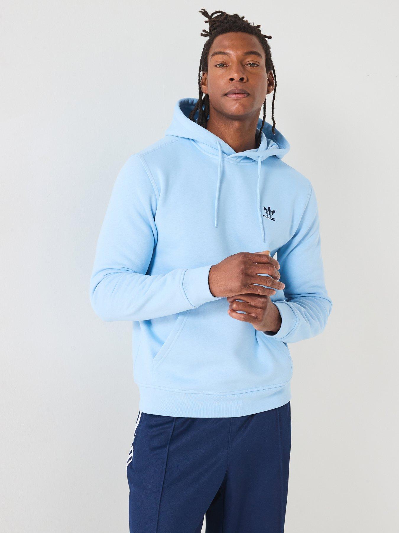 undefined Mens Trefoil Essentials Overhead Hoodie - Clear Sky