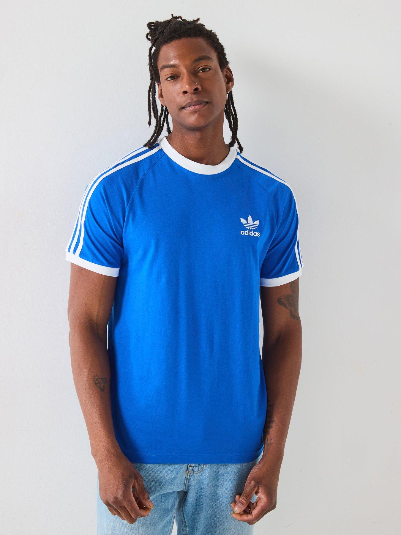 undefined Mens 3-Stripe T-Shirt - Blue
