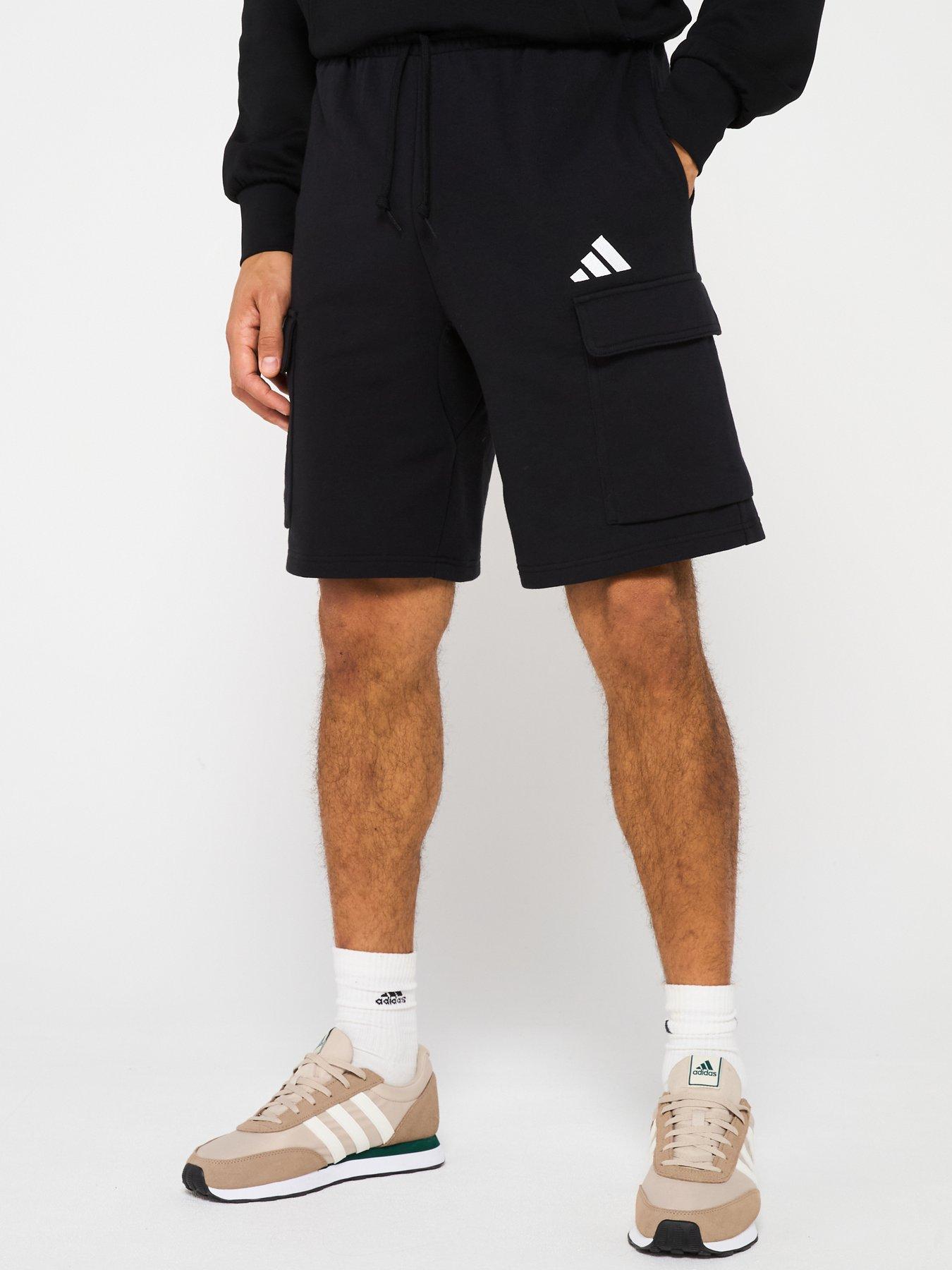 undefined Men's Essentials Feelcozy French Terry Cargo Short - Black