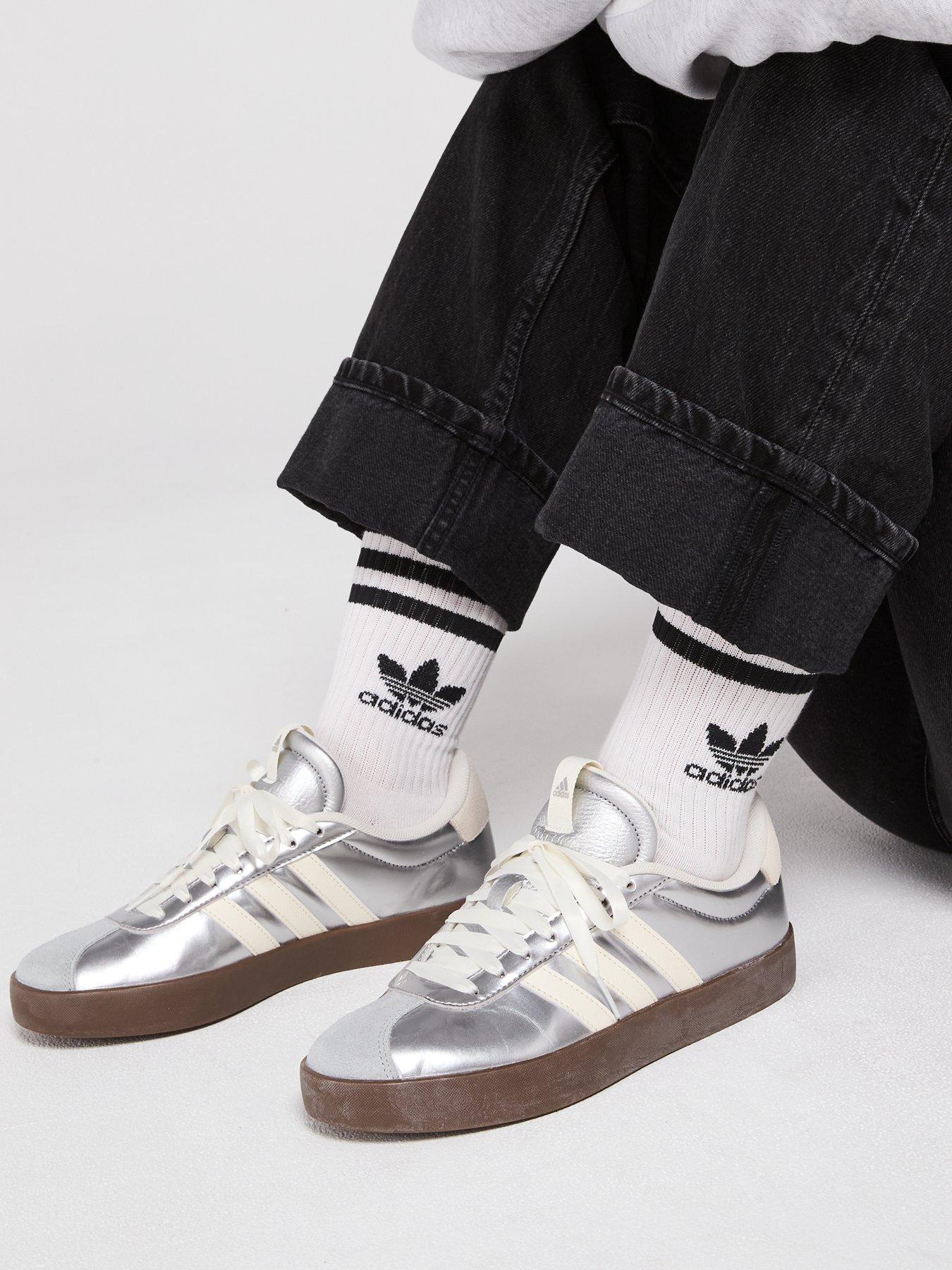 adidas Sportswear Womens Vl Court 30 Trainers, Silver Met./Off White/Gum5, Size 3.5, Women