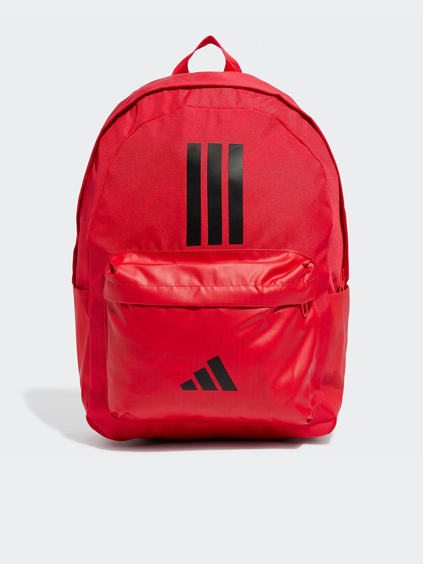 undefined Unisex Classic Back-to-school 3-stripe Backpack - Red