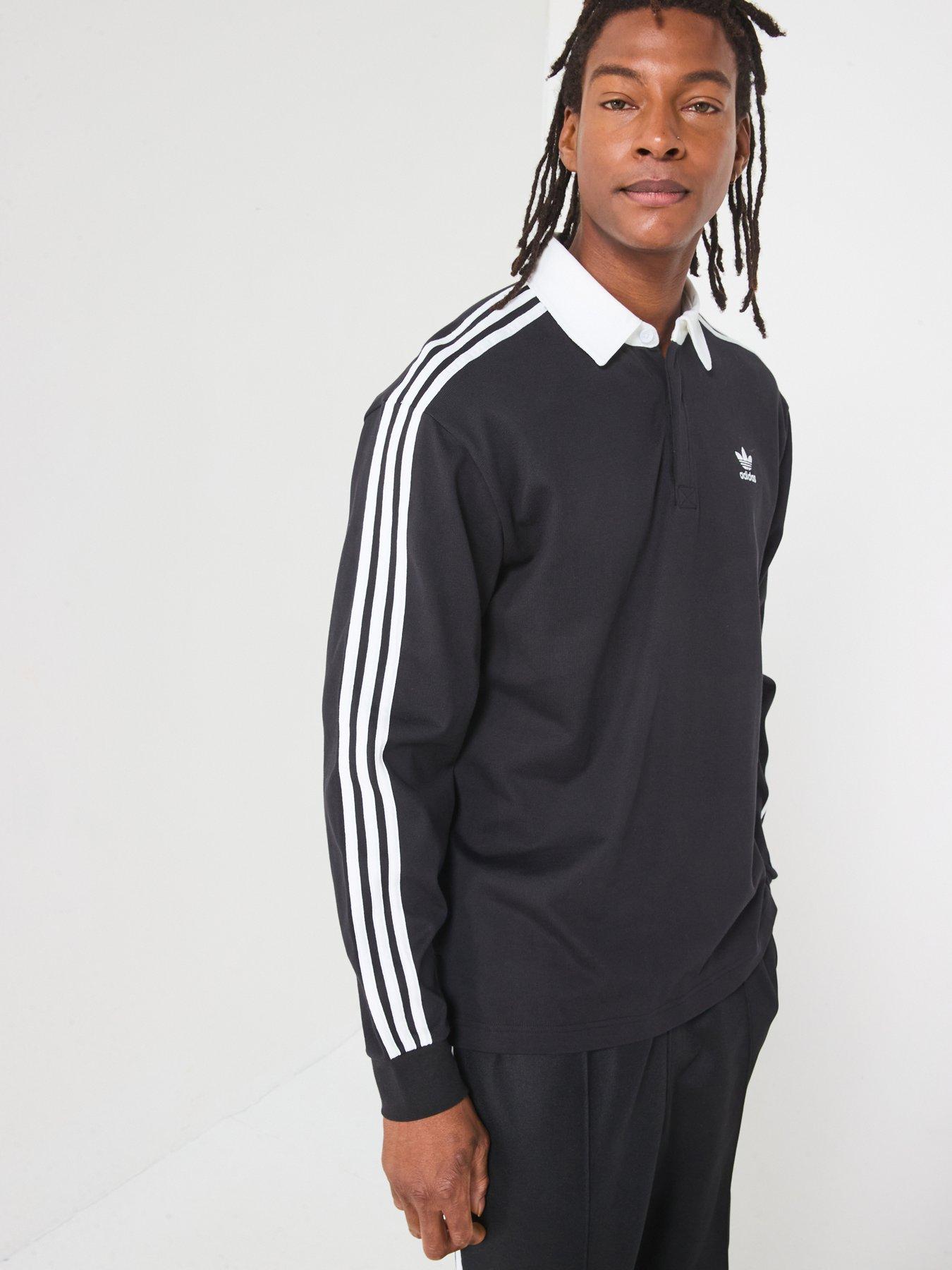 undefined Mens Adicolor Rugby Polo - Black