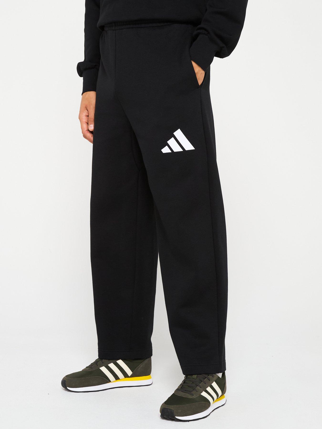 undefined Mens Essentials Wide-leg 3 Bar Logo Joggers - Black