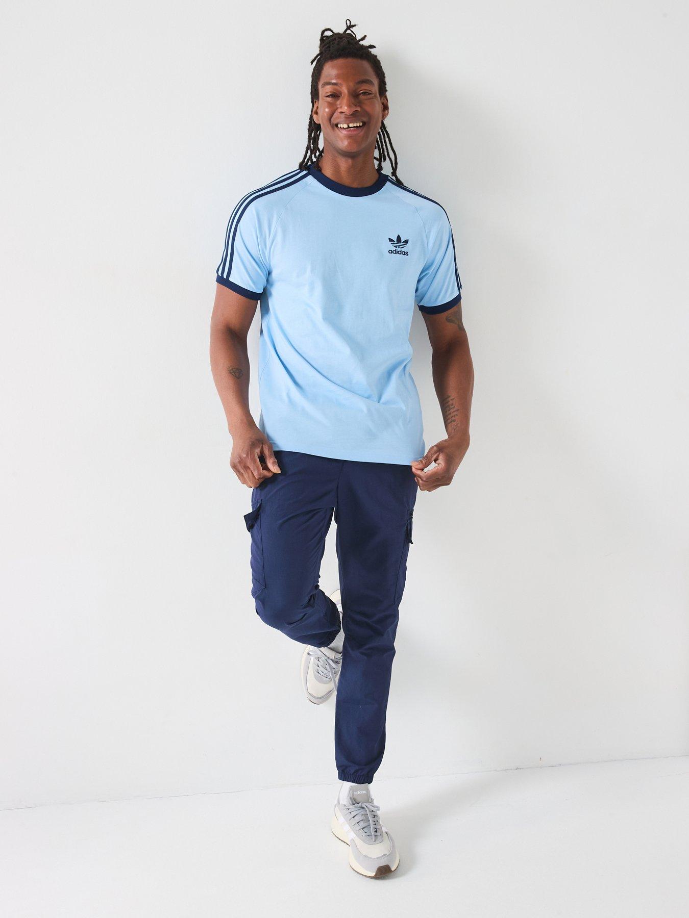 Image 3 of 6 of adidas Originals Men's Adicolor 3-Stripe T-Shirt - Clear Sky