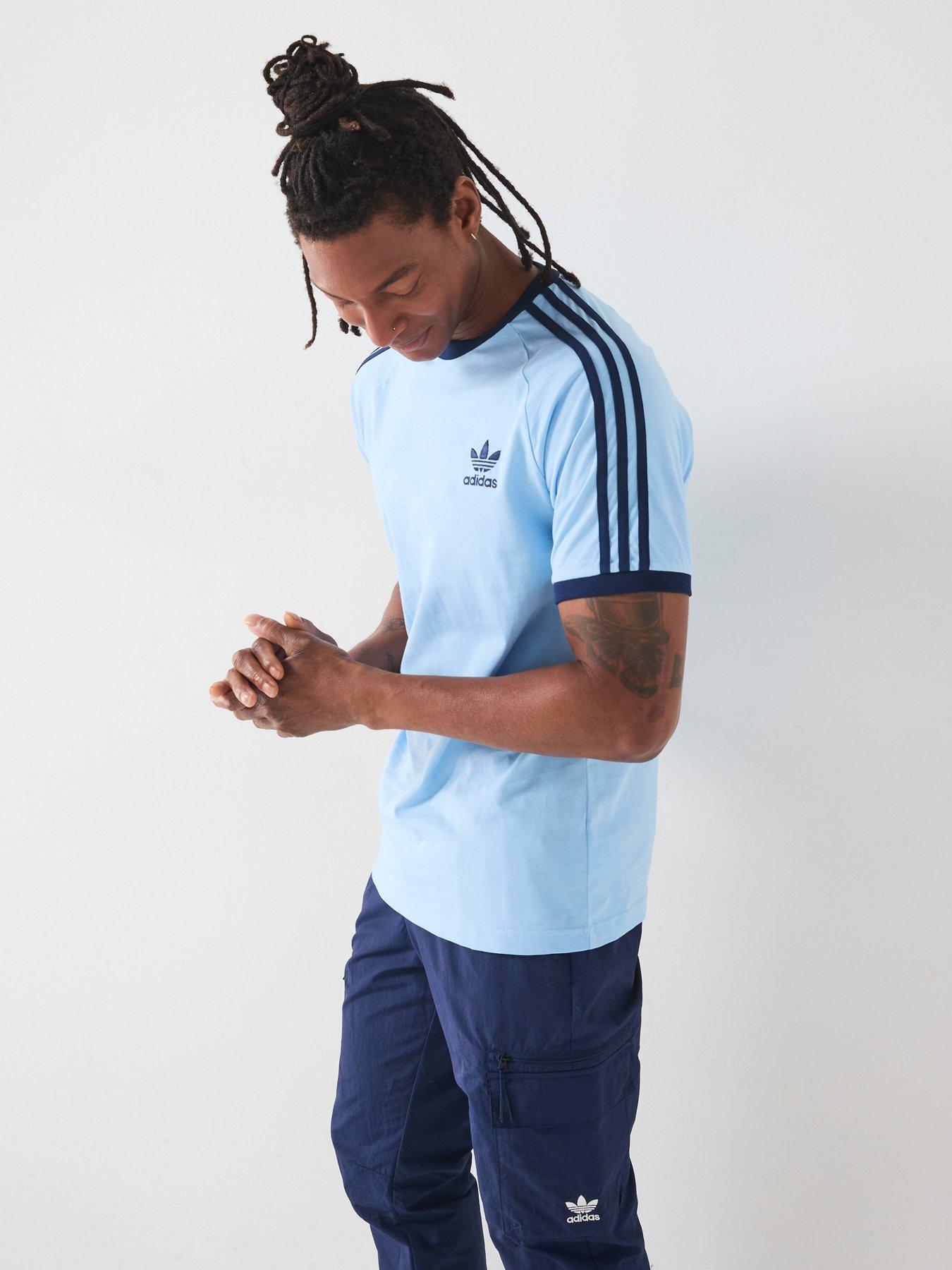 Image 4 of 6 of adidas Originals Men's Adicolor 3-Stripe T-Shirt - Clear Sky