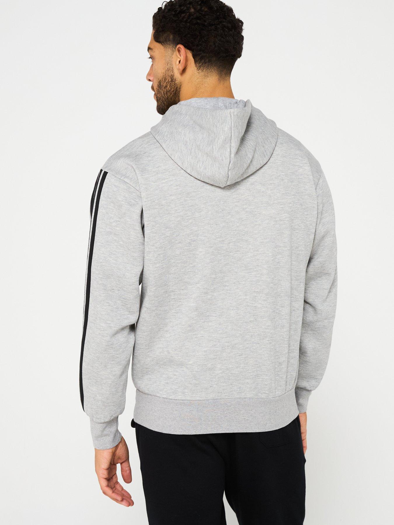 Image 2 of 5 of adidas Sportswear Mens Essentials 3-Stripe Fleece Hoodie - Grey