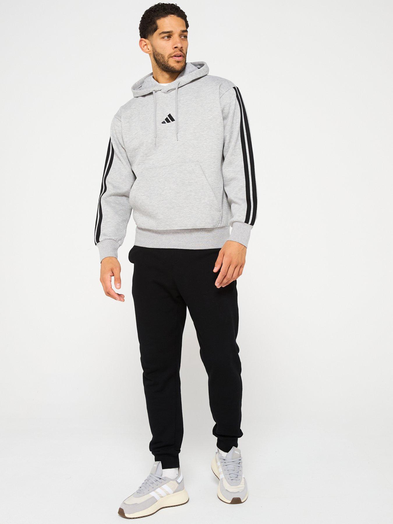 Image 3 of 5 of adidas Sportswear Mens Essentials 3-Stripe Fleece Hoodie - Grey