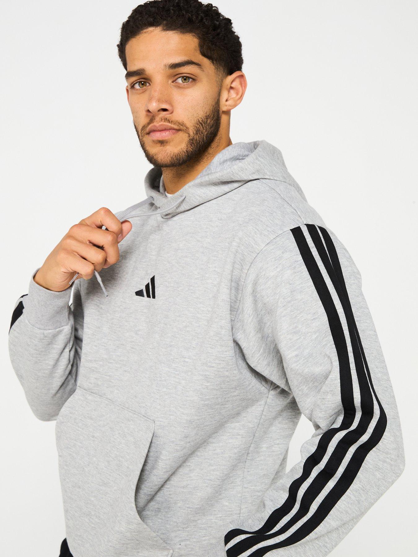 Image 4 of 5 of adidas Sportswear Mens Essentials 3-Stripe Fleece Hoodie - Grey