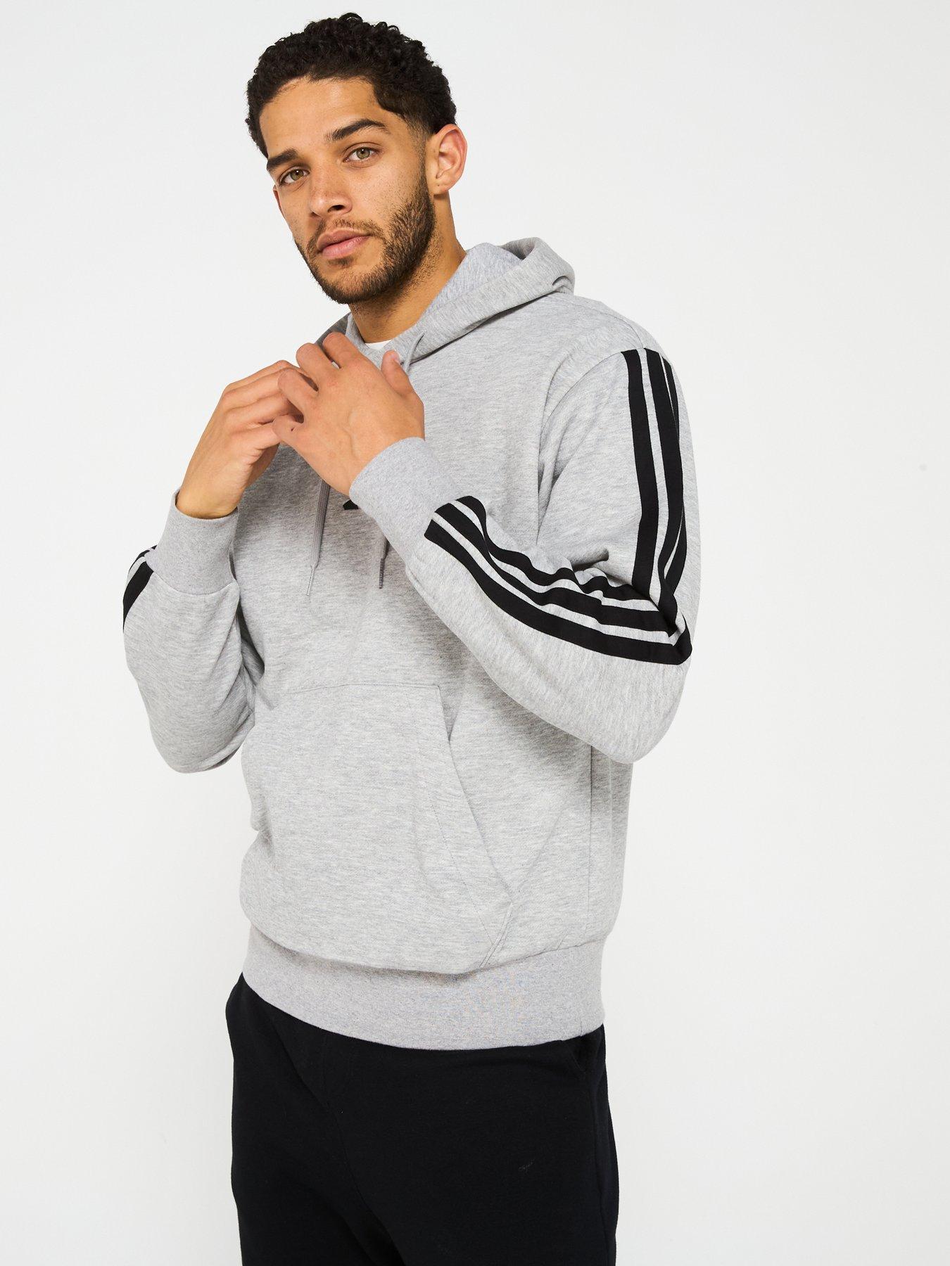 Image 5 of 5 of adidas Sportswear Mens Essentials 3-Stripe Fleece Hoodie - Grey