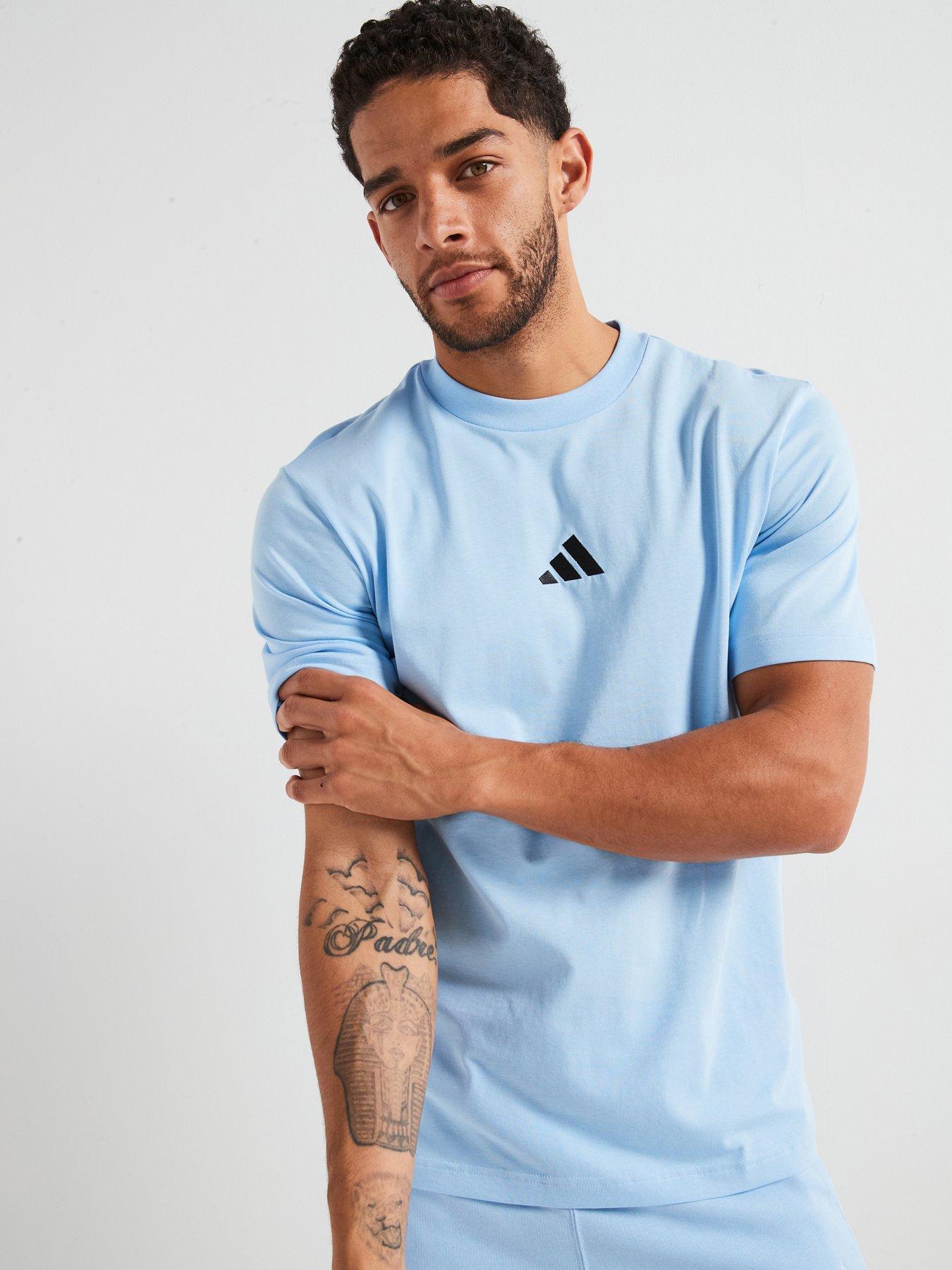 undefined Men's Essentials Small Logo Single Jersey T-Shirt - Glow Blue/Black